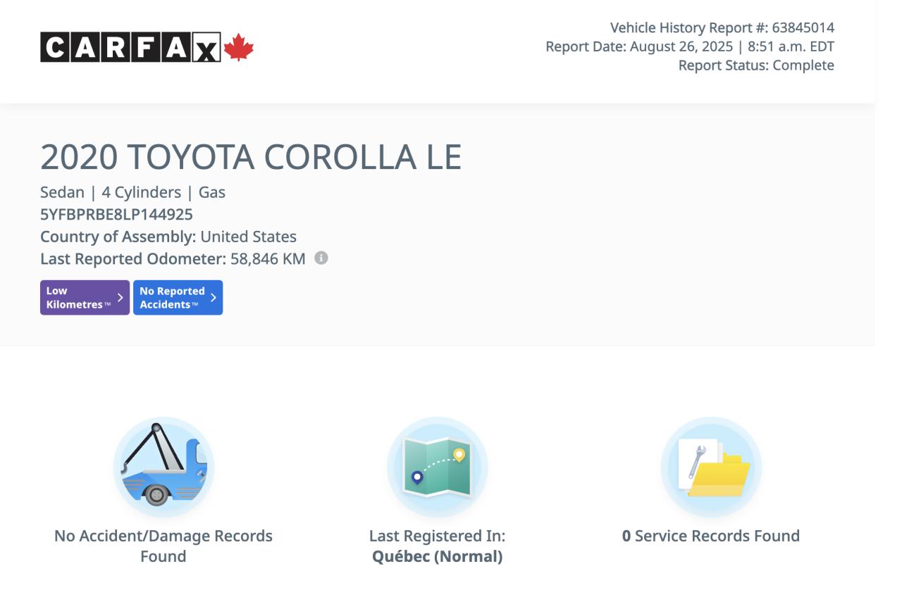2020 Toyota Corolla LE No Accident Low Kms Camera Apple Carplay - Photo #3