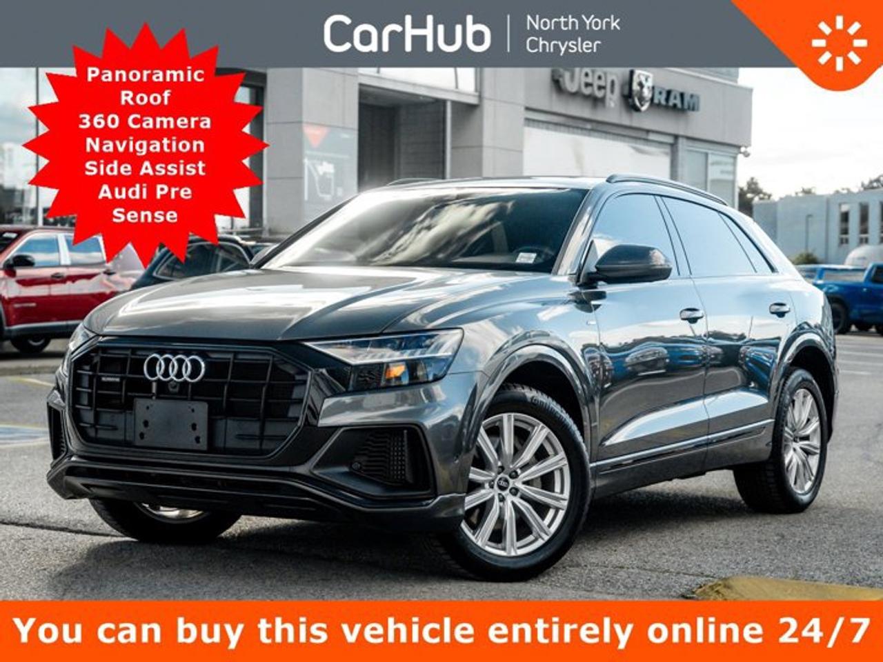 This Audi Q8 is safe and reliable. It boasts a Intercooled Turbo Gas/Electric V-6 3.0 L/183 engine powering this Automatic transmission. Window Grid Diversity Antenna, Wheels: 10J x 21 5 W-Star Design -inc: Contrast gray, partly polished, Wheels w/Polished w/Painted Accents Accents. This vehicle is in excellent condition and has passed a multi point inspection. Vehicle detailed. Our advertised prices are for consumers (i.e. end users) only.

 

This Audi Q8 Features the Following Options
 Panoramic Roof Heated & Vented Seats Heated Steering Wheel Apple CarPlay Android Auto Navigation Bluetooth Connectivity Side Assist Audi Pre Sense 360 Camera
Valet Function, Trunk/Hatch Auto-Latch, Trip Computer, Transmission: 8-Speed Tiptronic -inc: Audi drive select and paddle shift, Transmission w/Oil Cooler, Top view with 360 surround view Right Side Camera, Tires: 285/45R21 All-Season, TBD Axle Ratio, Tailgate/Rear Door Lock Included w/Power Door Locks, Streaming Audio.

 

Dont miss out on this one!       

 

Drive Happy with CarHub

*** All-inclusive, upfront prices -- no haggling, negotiations, pressure, or games

*** Purchase or lease a vehicle and receive a $1000 CarHub Rewards card for service.

*** Purchase this vehicle fully online on CarHub websites

 

Transparency Statement
Online prices and payments are for finance purchases -- please note there is a $850 finance/lease fee. Cash purchases for used vehicles have a $2,350 surcharge (the finance price + $2,350), however cash purchases for new vehicles only have tax and licensing extra -- no surcharge. NEW vehicles priced at over $100,000 including add-ons or accessories are subject to the additional federal luxury tax. While every effort is taken to avoid errors, technical or human error can occur, so please confirm vehicle features, options, materials, and other specs with your CarHub representative. This can easily be done by calling us or by visiting us at the dealership. CarHub used vehicles come standard with 1 key. If we receive more than one key from the previous owner, we include them with the vehicle. Additional keys may be purchased at the time of sale. Ask your Product Advisor for more details. Payments are only estimates derived from a standard term/rate on approved credit. Terms, rates and payments may vary. Prices, rates and payments are subject to change without notice. Please see our website for more details.