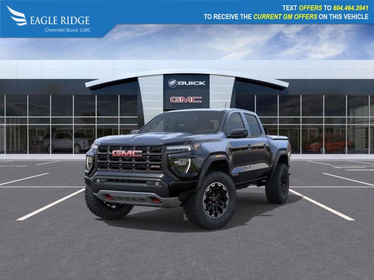 New 2026 GMC Canyon AT4 Forward Collision Alert, and Automatic Emergency Braking. Blind Zone Steering Assist, 310HP Turbo Engine, Off-Road Performance Display, High-Definition Rear Vision Camera† with Hitch View, and Premium for sale in Coquitlam, BC