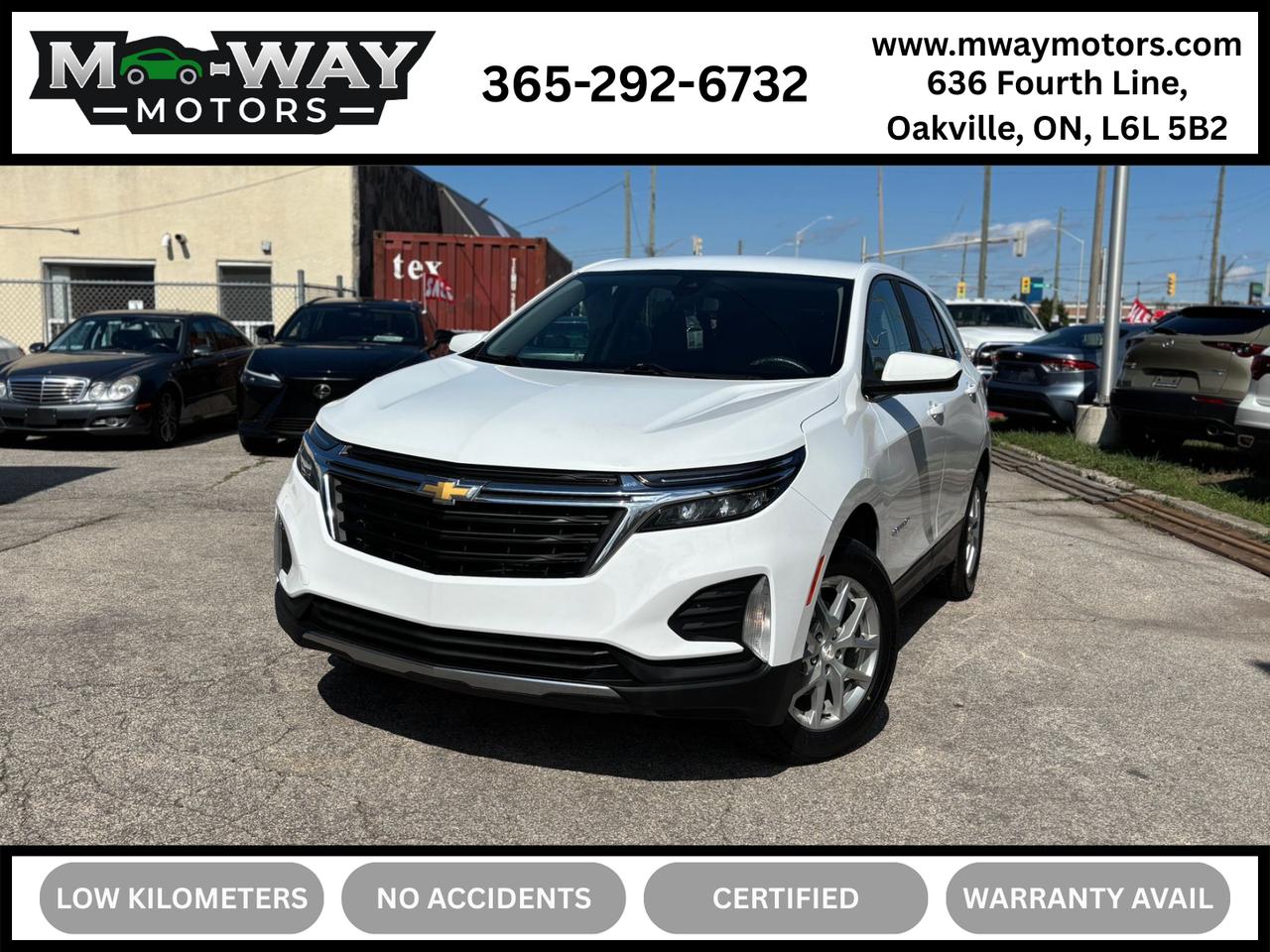 <p data-start=145 data-end=299><strong data-start=145 data-end=233>2022 Chevrolet Equinox LT &ndash; Modern Compact SUV &ndash; No Accident &ndash; Certified</strong><br data-start=233 data-end=236 />Mileage: <strong data-start=245 data-end=297>113,554 km &ndash; highway driven, excellent condition</strong></p><p data-start=145 data-end=299><strong data-start=245 data-end=297>Extra Set of Winter Tires Included</strong></p><p data-start=301 data-end=324><strong data-start=301 data-end=322>Finance Available</strong></p><p data-start=326 data-end=347>⭐ <strong data-start=328 data-end=345>Key Features:</strong></p><p data-start=349 data-end=364><strong data-start=349 data-end=362>Interior:</strong></p><ul data-start=365 data-end=534><li data-start=365 data-end=421><p data-start=367 data-end=421>Premium grey cloth seating with power driver&rsquo;s seat</p></li><li data-start=422 data-end=489><p data-start=424 data-end=489>Spacious cabin with versatile rear seating and large cargo area</p></li><li data-start=490 data-end=534><p data-start=492 data-end=534>Modern design with high-quality finishes</p></li></ul><p data-start=536 data-end=553><strong data-start=536 data-end=551>Technology:</strong></p><ul data-start=554 data-end=775><li data-start=554 data-end=592><p data-start=556 data-end=592>7&rdquo; touchscreen infotainment system</p></li><li data-start=593 data-end=641><p data-start=595 data-end=641>Apple CarPlay&reg; & Android Auto&trade; compatibility</p></li><li data-start=642 data-end=693><p data-start=644 data-end=693>Bluetooth&reg; hands-free calling & audio streaming</p></li><li data-start=694 data-end=733><p data-start=696 data-end=733>Rear vision camera for easy parking</p></li><li data-start=734 data-end=775><p data-start=736 data-end=775>Steering wheel audio & phone controls</p></li></ul><p data-start=777 data-end=805><strong data-start=777 data-end=803>Comfort & Convenience:</strong></p><ul data-start=806 data-end=971><li data-start=806 data-end=828><p data-start=808 data-end=828>Heated front seats</p></li><li data-start=829 data-end=868><p data-start=831 data-end=868>Dual-zone automatic climate control</p></li><li data-start=869 data-end=892><p data-start=871 data-end=892>Remote start system</p></li><li data-start=893 data-end=933><p data-start=895 data-end=933>Keyless entry with push-button start</p></li><li data-start=934 data-end=971><p data-start=936 data-end=971>Ample rear legroom for passengers</p></li></ul><p data-start=973 data-end=1000><strong data-start=973 data-end=998>Performance & Safety:</strong></p><ul data-start=1001 data-end=1458><li data-start=1001 data-end=1070><p data-start=1003 data-end=1070>1.5L Turbocharged 4-cylinder engine &ndash; fuel efficient & responsive</p></li><li data-start=1071 data-end=1105><p data-start=1073 data-end=1105>6-speed automatic transmission</p></li><li data-start=1106 data-end=1166><p data-start=1108 data-end=1166>All-Wheel Drive for confident handling in all conditions</p></li><li data-start=1167 data-end=1433><p data-start=1169 data-end=1433>Chevy Safety Assist suite including:<br data-start=1205 data-end=1208 />&bull; Forward Collision Alert with Automatic Emergency Braking<br data-start=1269 data-end=1272 />&bull; Lane Keep Assist with Lane Departure Warning<br data-start=1321 data-end=1324 />&bull; Following Distance Indicator<br data-start=1357 data-end=1360 />&bull; Front Pedestrian Braking</p></li><li data-start=1434 data-end=1458><p data-start=1436 data-end=1458>5-Star Safety Rating</p></li><li data-start=1434 data-end=1458><strong data-start=1460 data-end=1472><span class=TextRun SCXW77978784 BCX0 lang=EN-US style=font-weight: 400; white-space: pre-wrap; border: 0px solid #e5e7eb; box-sizing: border-box; font-variant-ligatures: normal; font-variant-alternates: normal; font-variant-numeric: normal; font-variant-east-asian: normal; font-variant-position: normal; orphans: 2; widows: 2; background-color: #ffffff; text-decoration-thickness: initial; text-decoration-style: initial; text-decoration-color: initial; -webkit-user-drag: none; margin: 0px; padding: 0px; font-size: 14pt; line-height: 27.5px; font-family: Arial, Arial_EmbeddedFont, Arial_MSFontService, sans-serif; xml:lang=EN-US data-contrast=none>SAFETY CERTIFICATION INCLUDED AT NO EXTRA COST</span><span class=EOP SCXW77978784 BCX0 style=font-weight: 400; white-space: pre-wrap; border: 0px solid #e5e7eb; box-sizing: border-box; font-variant-ligatures: normal; orphans: 2; widows: 2; background-color: #ffffff; text-decoration-thickness: initial; text-decoration-style: initial; text-decoration-color: initial; -webkit-user-drag: none; margin: 0px; padding: 0px; font-size: 14pt; line-height: 27.5px; font-family: Arial, Arial_EmbeddedFont, Arial_MSFontService, sans-serif; data-ccp-props={> </span></strong></li></ul><p><strong data-start=1460 data-end=1472>Warranty</strong></p><ul data-start=1475 data-end=1570><li data-start=1475 data-end=1516><p data-start=1477 data-end=1516>Balance of Chevrolet factory warranty</p></li><li data-start=1517 data-end=1570><p data-start=1519 data-end=1570>Extended warranty packages available upon request</p></li></ul>
