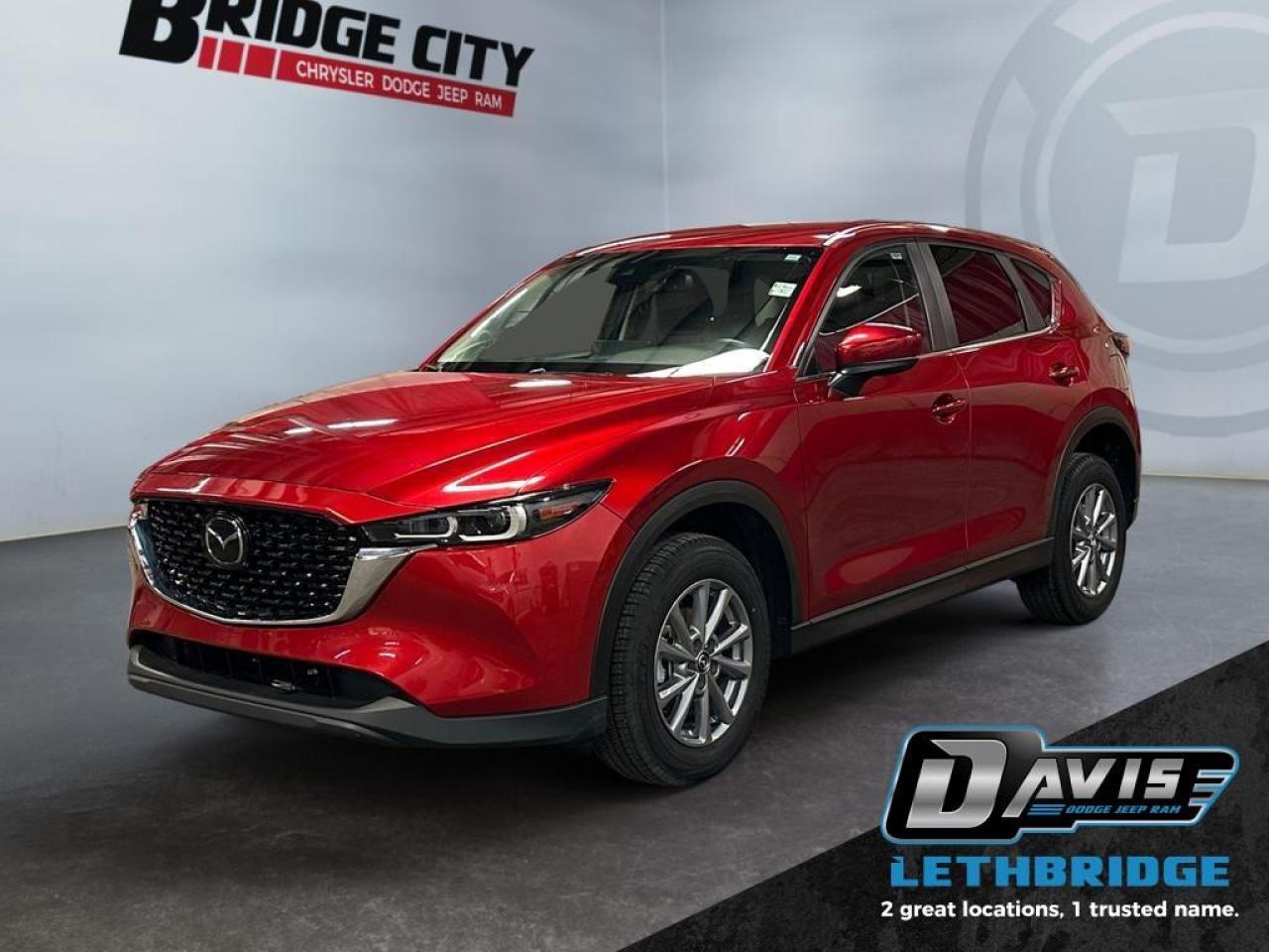 <b>AWD - Heated Seats & Steering Wheel - Power Liftgate - Adaptive Cruise - Blind Spot Monitoring - LED Lights - Nav<br /> <br /></b><br /> The excellent power delivery, superior handling and a swanky interior help propel this 2024 Mazda CX-5 to new heights among its competitors. This 2024 Mazda CX-5 is for sale today in Lethbridge. <br /> <br />This 2024 CX-5 strengthens the connection between vehicle and driver. Mazda designers and engineers carefully consider every element of the vehicle's makeup to ensure that the CX-5 outperforms expectations and elevates the experience of driving. Powerful and precise, yet comfortable and connected, the 2024 CX-5 is purposefully designed for drivers, no matter what the conditions might be. This SUV has 34,148 km. Stock number 40471 is Red in colour. It has an Automatic transmission and is powered by a 187HP 2.5L 4 Cylinder Engine. <br /> <br /> Our CX-5's trim level is GS. This GS trim really ups the comfort and convenience with features like a power liftgate, heated steering wheel, and synthetic leather upholstery. This CX-5 comes with heated seats for a cozy cabin, alongside Android Auto, Apple CarPlay, and even more infotainment tech for endless engagement. An assistive suite helps you stay safe with lane keep assist, blind spot monitoring, and distance pacing cruise with stop and go. Fog lamps help on those dreary days, while a rearview camera makes sure you always park safely. Do it all in style with chrome trim and aluminum wheels. This vehicle has been upgraded with the following features: Power Liftgate, Synthetic Leather Seats, Heated Seats, Apple CarPlay, Android Auto, Navigation, Adaptive Cruise Control.<br /> <br />To apply right now for financing use this link: <a href=https://www.bridgecitychrysler.com/pre-approval/ target=_blank rel=nofollow noopener noreferrer>https://www.bridgecitychrysler.com/pre-approval/</a><br /><br /> <br /><br />Locally Owned & Trusted for Over 35 Years  Bridge City Chrysler in Lethbridge, AB <br /><br /> At Bridge City Chrysler, weve proudly served the Lethbridge community for more than 35 years, offering an unparalleled car buying experience. Dont just take our word for itour Google reviews speak volumes about our commitment to exceptional service. <br /><br /> Delivery & At-Home Test Drives: Convenient options to suit your lifestyle. <br /><br /> Flexible Financing for Everyone: Get the vehicle you need with financing solutions tailored to your situation. <br /><br /> Full Mechanical Inspections & Professional Cleaning: Every vehicle is thoroughly inspected and cleaned before it hits our lot.<br /><br /> We take all makes and models on trade and offer competitive pricing with inventory that changes daily. Whether you're shopping for a Chrysler, Dodge, Jeep, RAM, or FIAT, our AMVIC Licensed dealership makes it easy to browse, buy, and drive away.<br /><br /> Located in Lethbridge, AB, we proudly serve customers in Fort Macleod, Taber, Claresholm, and Coaldale. Shop online or visit us today to experience the best in sales, service, and selection. Standard bank rates apply; taxes are additional.<br /><br /> Vehicle pricing offer shown expires 2026-01-31. <br /> Come by and check out our fleet of 80+ used cars and trucks and 130+ new cars and trucks for sale in Lethbridge. o~o