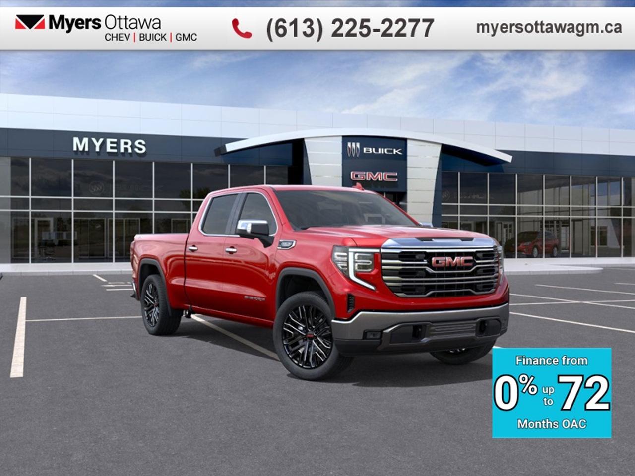 <br> <br>SUNROOF, CONVEINENCE PACKAGE, PREFERRED PACKAGE, 22 GLOSS BLACK ALLOYS<br><br> <br><br> <br> This volcanic red tn crew cab 4X4 pickup   has an automatic transmission and is powered by a  355HP 5.3L 8 Cylinder Engine.<br> <br> Our Sierra 1500s trim level is SLT. <br><br> <br>To apply right now for financing use this link: <a href=https://creditonline.dealertrack.ca/Web/Default.aspx?Token=b35bf617-8dfe-4a3a-b6ae-b4e858efb71d&Lang=en target=_blank>https://creditonline.dealertrack.ca/Web/Default.aspx?Token=b35bf617-8dfe-4a3a-b6ae-b4e858efb71d&Lang=en</a><br><br> <br/> Weve discounted this vehicle $3600. Total  rebate of $9000 is reflected in the price.  Get $1,000 Truck Trade-In Bonus on 2026 Sierra 1500 models. See Dealer for details. Incentives expire 2026-06-01.  See dealer for details. <br> <br><br> Come by and check out our fleet of 40+ used cars and trucks and 180+ new cars and trucks for sale in Ottawa.  o~o