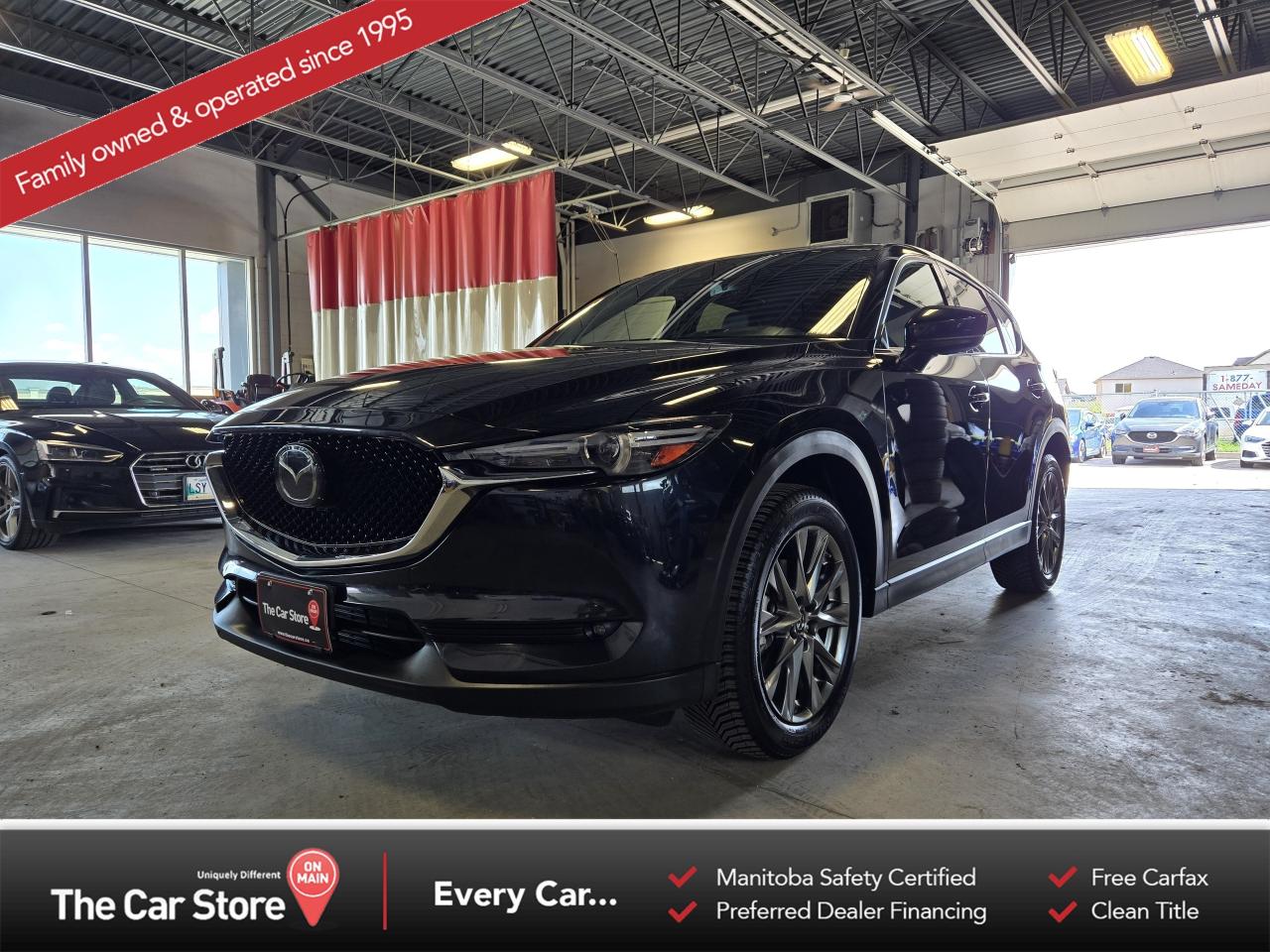 2019 Mazda CX-5 Signature  No Accidents | Great Service Records | Fully Loaded 
 Key Features: 
 2.5L Turbocharged Engine with i-Activ AWD 
 Signature Trim  Premium Nappa Leather, Real Wood Accents, LED Interior Lighting 
 Heads-Up Display, Front & Rear Parking Sensors 
 Heated & Ventilated Front Seats, Heated Rear Seats, Heated Steering Wheel 
 Bose Premium Audio, Navigation, Apple CarPlay & Android Auto 
 Power Rear Liftgate, Sunroof, Dual-Zone Climate Control 
 Advanced Safety Suite  Adaptive Cruise, Lane Keep Assist, Blind Spot Monitoring 
 No Accidents, Excellent Service History 
 
  
 Luxury Meets Performance: 
 The CX-5 Signature elevates Mazdas best-selling SUV with premium finishes, turbocharged power, and a refined cabin designed for comfort. 
 
  
 Well-Cared-For & Fully Equipped: 
 With a clean accident-free history and strong service records, this CX-5 Signature delivers both peace of mind and long-term value. 
 
  
 Our Take: 
 A rare top-trim CX-5 that blurs the line between luxury and mainstream. Sharp, capable, and meticulously maintained. 
 
  
 We are a local Family Owned business and we try to do things a little different. 
   
 At The Car Store on Main every vehicle is Manitoba Safety Certified. 
 Every vehicle sold is eligible for the Advantage Plan: 
 30 Day Warranty on all MB Safety certificate related items. 
 CarFax Vehicle History Report  
 2 sets of Keys 
 Wholesale access to all other Miscellaneous Accessories (i.e. Wtr Tires, Remote Starr, all misc vehicle accessories/parts, etc...) 
 And of course a Full tank of Gas. 
   
 There is no Gimmicks or games, we are always aggressive on our prices and try to separate ourselves from the rest. 
 We also have an on-site Certified Banker who shops to get the best possible interest rates in with all Major Banks and Credit Unions! 
   
 Come to our Brand New modern showroom and see what makes us Uniquely Different!  
   
 Located on Main St. just North of Chief Peguis Trail. 
   
 To schedule an appointment call us directly at 204-669-1248 or email sales@thecarstore.ca 
   
 The Car Store on Main 
 -Uniquely Different- 
   
 www.thecarstore.ca 
 Local: 204-669-1248 
 Toll Free: 877-634-2975 
   
 A local family owned business unlike typical car lots, there are no pressure tactics, no games, no gimmicks, no Sales Manager, General Manager or Used Car Manager, just straight answers and fair deals all the time! 
   
 *PRICE DOES NOT INCLUDE TAXES (G.S.T & P.S.T) 
  Dealer Permit # 4481