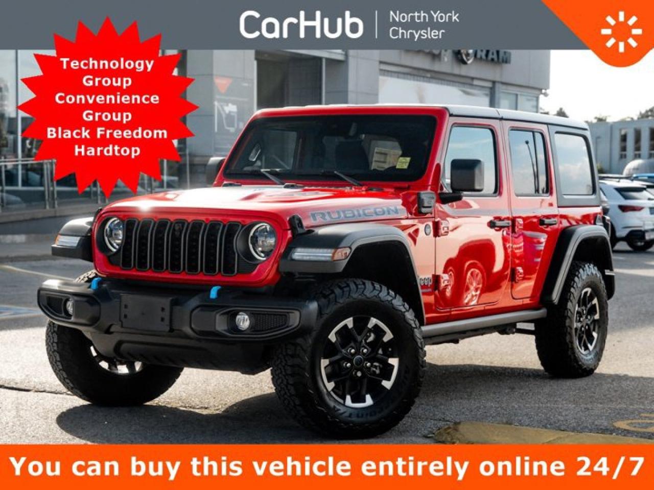 New 2024 Jeep Wrangler 4xe RUBICON Technology Group Convenience Group Black Freedom Top 3piece modular hardtop for sale in Thornhill, ON