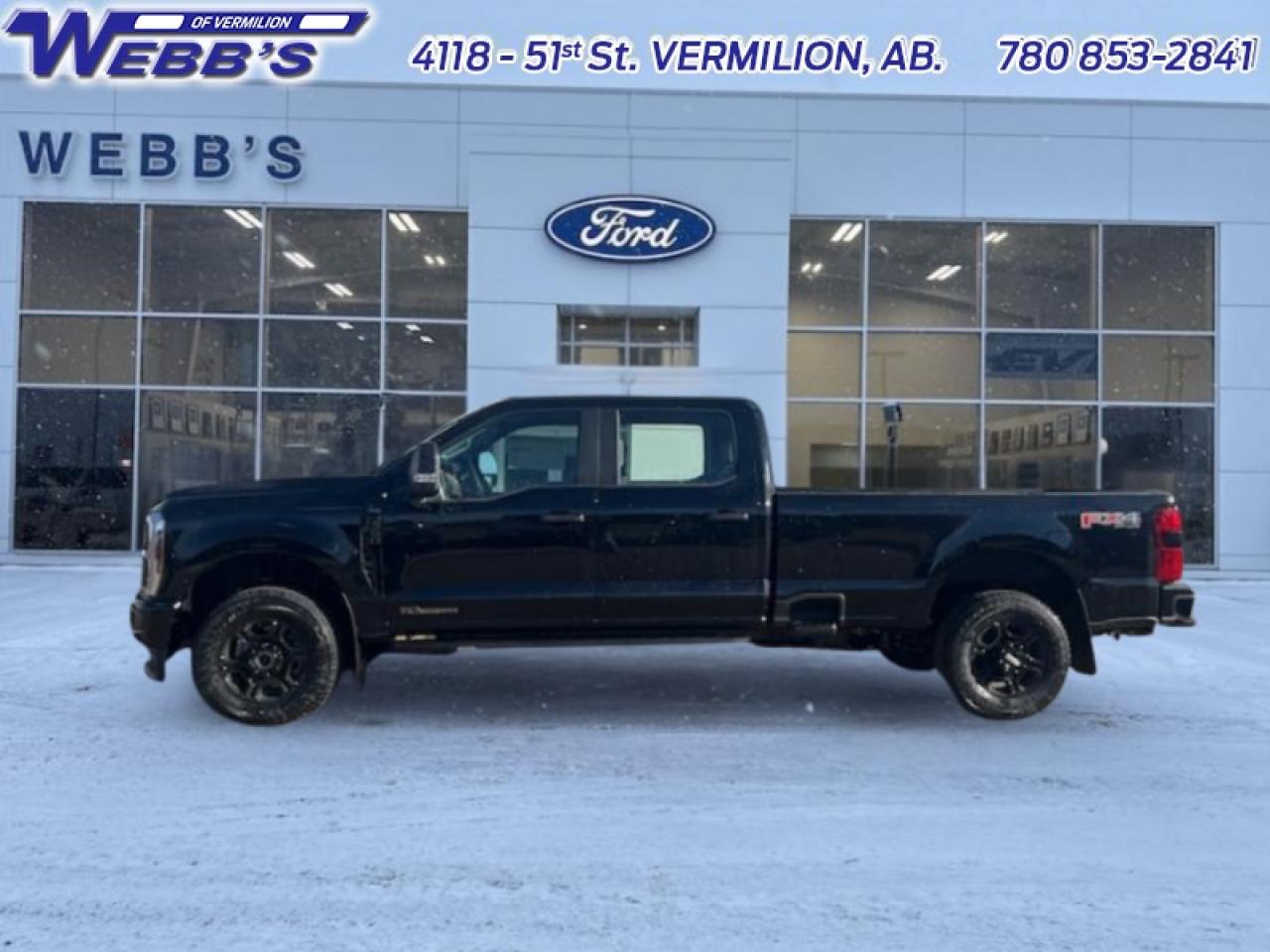 <p><strong>Diesel Engine, STX Appearance Package, FX4 Off-Road Package, Blind Spot Detection, 360 Camera!</strong><br><br><br><br>This Ford Super Duty is the toughest, most capable pickup truck that Ford has ever built, and thats saying a lot. <br><br>The most capable truck for work or play, this heavy-duty Ford F-350 never stops moving forward and gives you the power you need, the features you want, and the style you crave! With high-strength, military-grade aluminum construction, this F-350 Super Duty cuts the weight without sacrificing toughness. The interior design is first class, with simple to read text, easy to push buttons and plenty of outward visibility. This truck is strong, extremely comfortable and ready for anything.<br><br>This Agate Black sought after diesel Crew Cab 4X4 pickup has a 10 Speed Automatic transmission and is powered by a 475HP 6.7L 8 Cylinder Engine.<br><br>Our F-350 Super Dutys trim level is XL. This F-350 Super Duty in the XL trim is ready for whatever you throw at it, with beefy suspension thanks to heavy-duty dampers and robust axles, class V towing equipment with a hitch, trailer wiring harness, a brake controller and trailer sway control, manual extendable trailer-style side mirrors, box-side steps, and cargo box illumination. Additional features include an 8-inch infotainment screen powered by SYNC 4 with Apple CarPlay and Android Auto, FordPass Connect 5G mobile hotspot internet access, air conditioning, cruise control, remote keyless entry, smart device remote engine start, and a rearview camera. This vehicle has been upgraded with the following features: Diesel Engine, STX Appearance Package, FX4 Off-Road Package, Blind Spot Detection, 360 Camera, Rear Parking Sensors, Spray-in Bedliner. <br><br>View the original window sticker for this vehicle with this url <strong><a href=http://www.windowsticker.forddirect.com/windowsticker.pdf?vin=1FT8W3BT5TEC31316 target=_blank rel=noopener>http://www.windowsticker.forddirect.com/windowsticker.pdf?vin=1FT8W3BT5TEC31316</a></strong>.<br><br>To apply right now for financing use this link: <a href=https://www.webbsford.com/financing/ target=_blank rel=noopener>https://www.webbsford.com/financing/</a><br><br><br>4.49% financing for 84 months. <br>Buy this vehicle now for the lowest bi-weekly payment of <strong>$684.75</strong> with $0 down for 84 months @ 4.49% APR O.A.C. ( taxes included, $199 documentation fee / Total cost of borrowing $17763 ). Incentives expire 2026-02-02. See dealer for details. <br><br>Webbs Ford is located at 4118 - 51st Street in beautiful Vermilion, AB. <br>We offer superior sales and service for our valued customers and are committed to serving our friends and clients with the best services possible. If you are looking to set up a test drive in one of our new Fords or looking to inquire about financing options, please call (780) 853-2841 and speak to one of our professional staff members today. Vehicle pricing offer shown expires 2026-01-31. o~o</p>