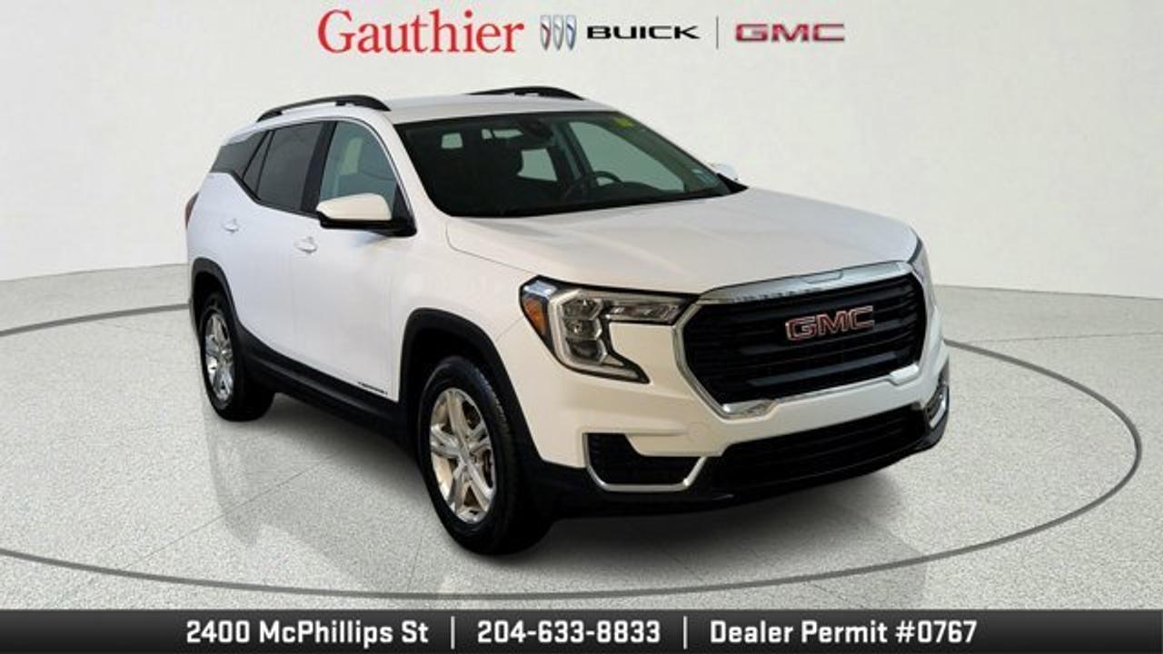 The 2023 GMC Terrain SLE delivers a well-rounded package highlighted by its spirited 175-hp turbocharged 1.5-liter four-cylinder engine paired with a 9-speed automatic transmission and all-wheel drive. Inside, it offers a comfortable and convenient cabin with a fold-flat front passenger seat and a 60/40 split-folding rear seat---plus tech like a 7-inch touchscreen with wireless Apple CarPlay/Android Auto, Wi-Fi hotspot capability, and SiriusXM. Safety hasnt been overlooked: the Terrain SLE comes standard with GMCs Pro Safety suite---including forward collision warning with automatic emergency braking, lane-keeping assist, following distance indicator and more to keep you protected on the road.