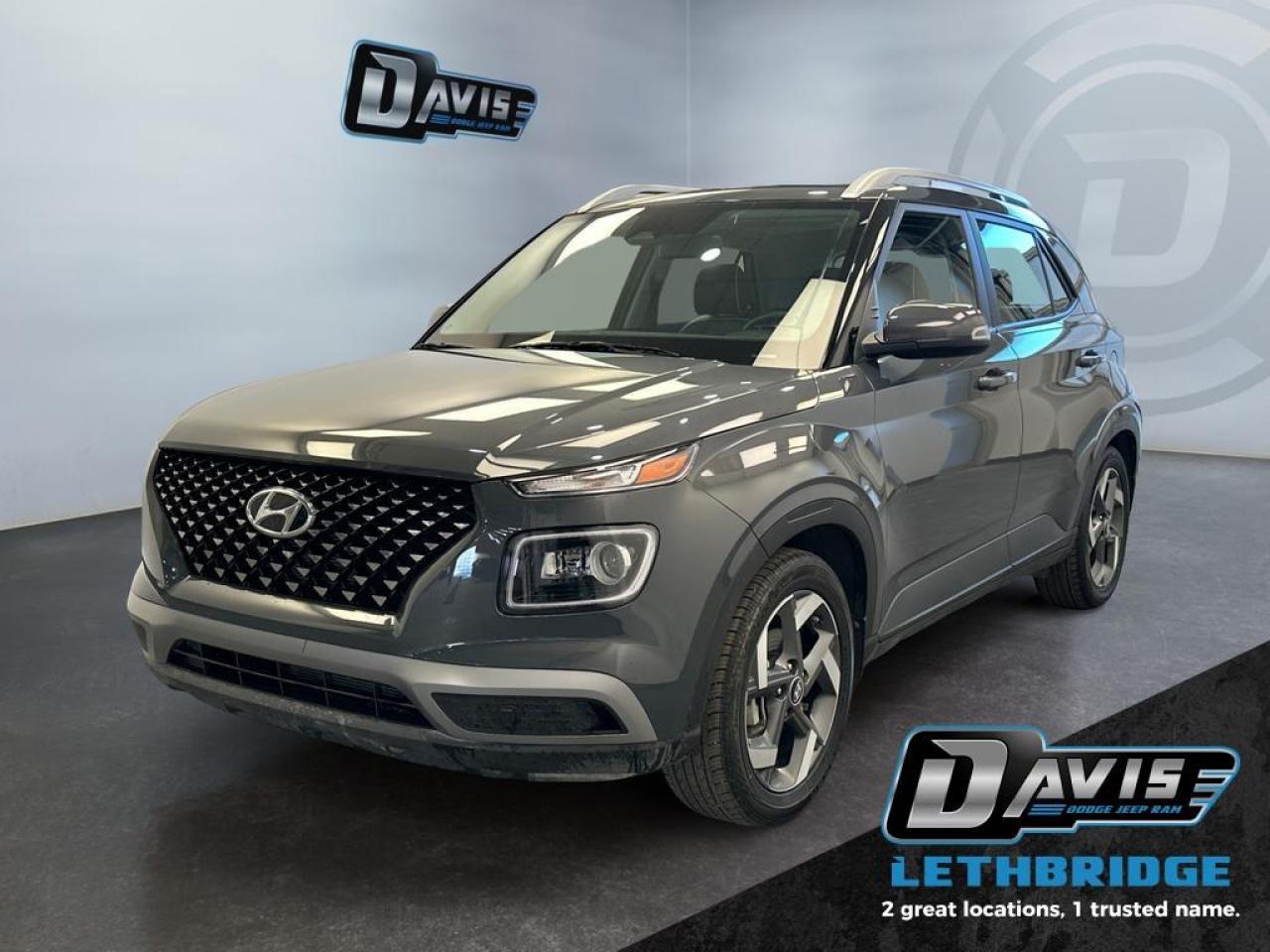 <b>1.6L - Leather - Blind Spot - Remote Start - Apple Car Play/Android Auto - Alloy Wheels - Low Km's! <br /> <br /></b><br /> A forward thinking small SUV for a fast-paced life, this 2023 Venue gets the job done. This 2023 Hyundai Venue is for sale today in Lethbridge. <br /> <br />With an amazing, urban sized footprint, plus a massive amount of cargo space, this 2023 Venue can do it all. Whether you need a grocery getter, kid hauler, or an errand runner, this 2023 Venue is ready to turn everything into an adventure. This modern Venue has a bold yet sophisticated SUV profile that radiates road presence and allows you to express your unique sense of style. This low mileage SUV has just 24,854 km. Stock number 40490 is Grey in colour and is completely accident free based on the <a href=https://vhr.carfax.ca/?id=3mE3hgPCu5BATd67VdYY6Ay35O/FD9nY target=_blank rel=nofollow noopener noreferrer>CARFAX Report</a>. It has an Automatic transmission and is powered by a 121HP 1.6L 4 Cylinder Engine. <br /> <br /> Our Venue's trim level is Ultimate. This range-topping Venue Ultimate rewards you with a power-sliding sunroof, LED headlights with cornering function, and wireless charging for mobile devices, along with blind spot detection, remote engine start, roof rack rails, and a heated steering wheel. Additional features include heated front seats, 60-40 folding rear seats, remote keyless entry, power heated side mirrors, automatic high beams, front and rear cupholders, and an 8-inch touchscreen with wireless Apple CarPlay and Android Auto. Safety features include lane keeping assist, lane departure warning, forward collision avoidance, driver monitoring alert, and a rear view camera. This vehicle has been upgraded with the following features: Sunroof, Wireless Charging, LED Lights, Heated Seats, Heated Steering Wheel, Apple CarPlay, Android Auto.<br /> <br />To apply right now for financing use this link: <a href=https://www.bridgecitychrysler.com/pre-approval/ target=_blank rel=nofollow noopener noreferrer>https://www.bridgecitychrysler.com/pre-approval/</a><br /><br /> <br /><br />Locally Owned & Trusted for Over 35 Years  Bridge City Chrysler in Lethbridge, AB <br /><br /> At Bridge City Chrysler, weve proudly served the Lethbridge community for more than 35 years, offering an unparalleled car buying experience. Dont just take our word for itour Google reviews speak volumes about our commitment to exceptional service. <br /><br /> Delivery & At-Home Test Drives: Convenient options to suit your lifestyle. <br /><br /> Flexible Financing for Everyone: Get the vehicle you need with financing solutions tailored to your situation. <br /><br /> Full Mechanical Inspections & Professional Cleaning: Every vehicle is thoroughly inspected and cleaned before it hits our lot.<br /><br /> We take all makes and models on trade and offer competitive pricing with inventory that changes daily. Whether you're shopping for a Chrysler, Dodge, Jeep, RAM, or FIAT, our AMVIC Licensed dealership makes it easy to browse, buy, and drive away.<br /><br /> Located in Lethbridge, AB, we proudly serve customers in Fort Macleod, Taber, Claresholm, and Coaldale. Shop online or visit us today to experience the best in sales, service, and selection. Standard bank rates apply; taxes are additional.<br /><br /> Vehicle pricing offer shown expires 2026-01-31. <br /> Come by and check out our fleet of 80+ used cars and trucks and 130+ new cars and trucks for sale in Lethbridge. o~o