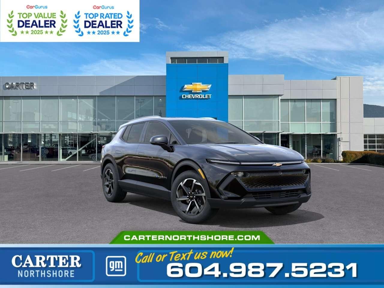 <b>GREAT NEWS! EMPLOYEE PRICING IS BACK!</b> Unlock exceptional savings on eligible new electric vehicles. Combine Employee Pricing with available incentives and drive home an EV for less. <b>Available Savings Include</b>: 	$2,700 Employee Pricing Credit 	$1,000 Non stackable cash delivery allowance 	$2,300 Stackable cash delivery allowance Experience the 2026 Chevrolet Equinox LT EV, an all-electric SUV that blends modern style, impressive efficiency, and everyday practicality. Enjoy a panoramic dual-pane sunroof, heated front seats and steering wheel, a large 17.7-inch touchscreen with Google built-in, wireless charging, HD Surround Vision, Adaptive Cruise Control, and advanced Chevrolet safety features. With a spacious interior and smooth electric performance, its ready for every adventure. Come take it for a test drive today and experience all this stylish vehicle has to offer! <b>WHY CARTER GM NORTHSHORE?</b> - An unrivalled vehicle purchasing experience! - Exceeding our loyal customers expectations since 1990 - 4.7 Google star rating (with 1,700+ customer reviews) - CarGurus Top-Rated Dealer 2025 Award - CarGurus Top Value Dealer 2025 Award - Vehicle trades welcome! Best price guaranteed! - We provide upfront pricing, zero hidden fees, and 100% transparency - Fast approvals and 99% acceptance rates (no matter your current credit status!) - Multilingual staff (many languages spoken) - Comfortable non-pressured environment with in-store television, WIFI and a childrens play area! <p><img src=https://gmtadvantage-com.cdn-convertus.com/uploads/sites/16/2025/09/Carter-GM-Burnaby-Car-Gurus-Awards-2025.png alt="" width="300" height="77" /></p> Were here to help you drive the vehicle you want, the vehicle you deserve! <b>QUESTIONS? GREAT! WEVE GOT ANSWERS!</b> To speak with a friendly vehicle specialist - <b>CALL NOW!</b> <small>The advertised price includes all standard dealer fees and any applicable manufacturer or dealer incentives. It does not include applicable taxes, licensing, insurance, or optional products or services. Dealer fees will be clearly broken out and itemized on the bill of sale, maximum total of fees $699.00. Prices are shown in Canadian dollars. While we make every effort to ensure accuracy, vehicle details, pricing, options, and availability are subject to change without notice. Please confirm all information with dealership sales management before purchase. Dealer Code: 81121</small>