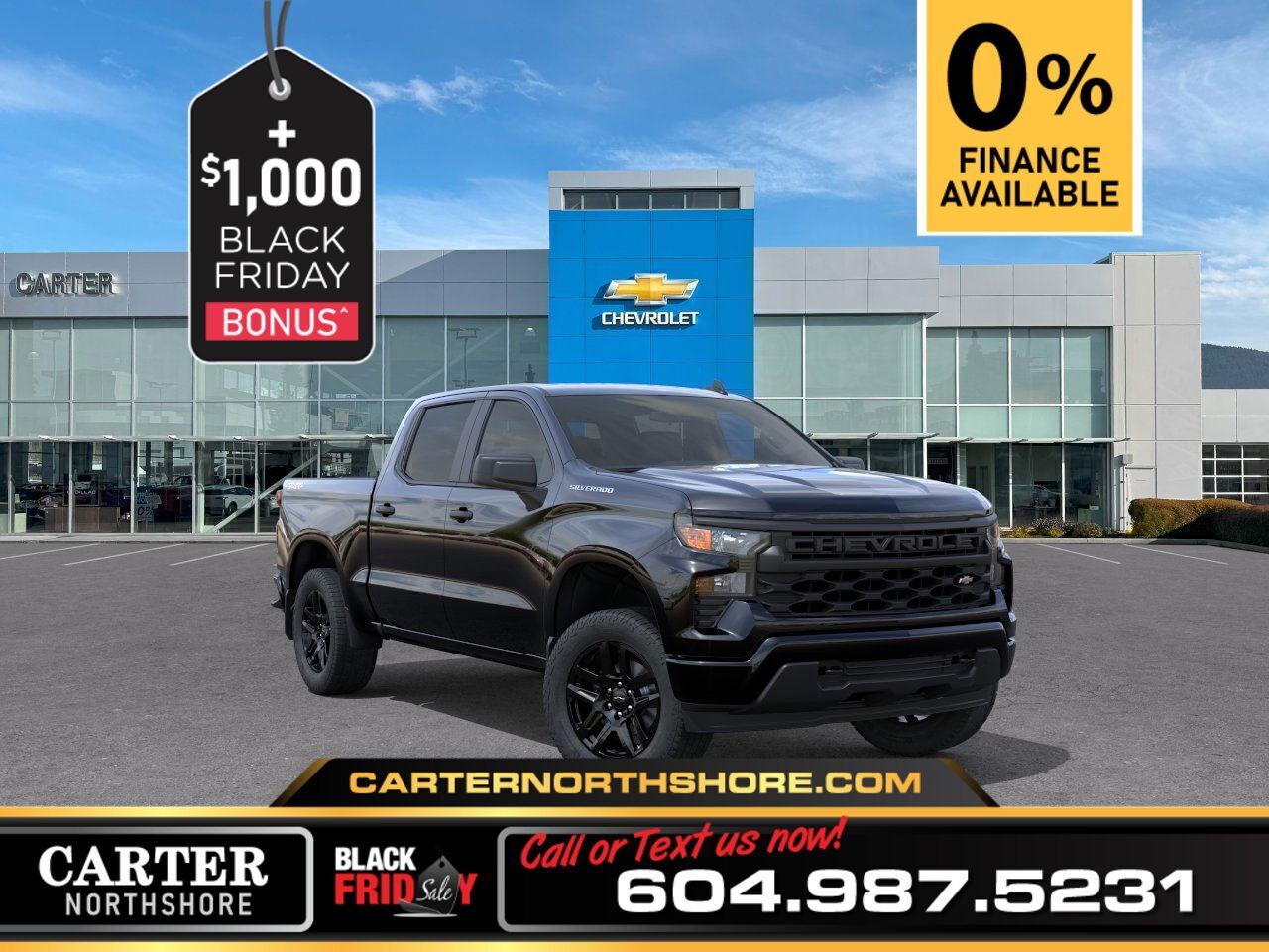 New 2025 Chevrolet Silverado 1500 CUSTOM 4WD | Alum Wheels/Driver Assist/HD Cam for sale in North Vancouver, BC