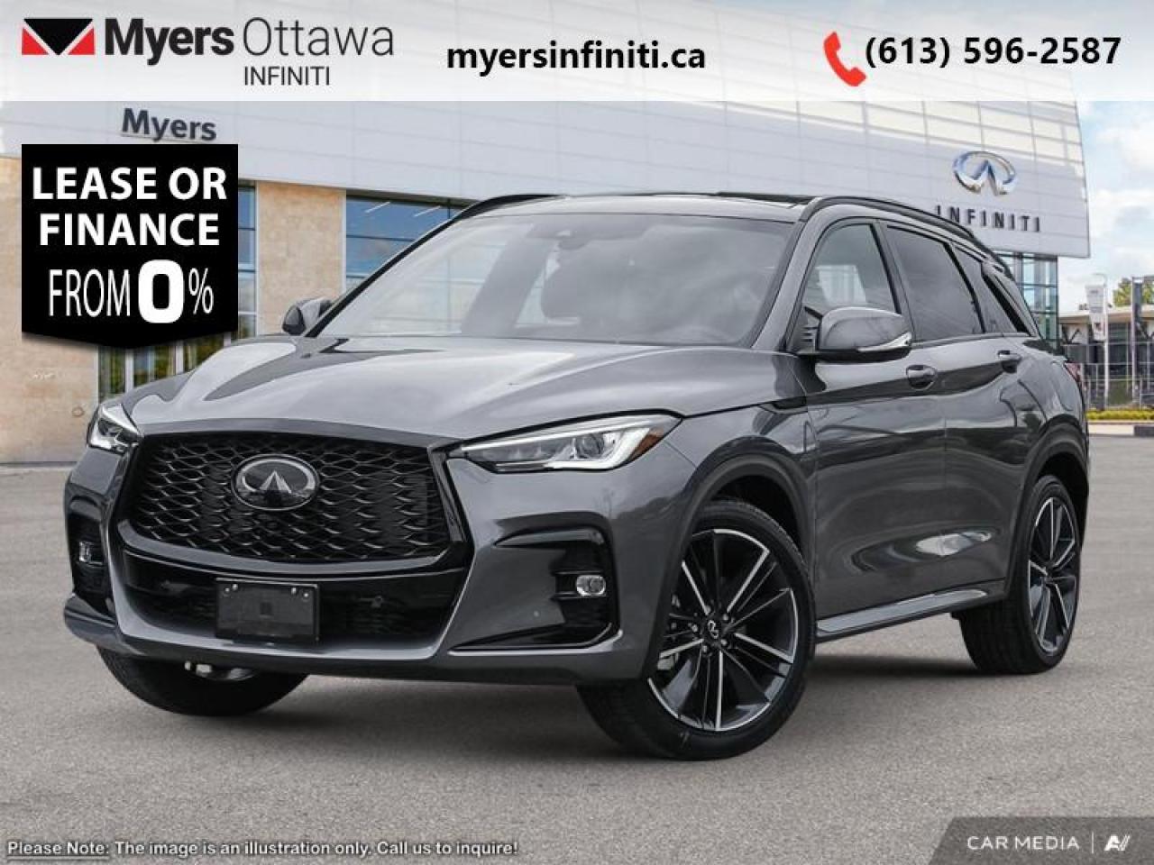<br> <br>IFS Bonus  Sculpted lines, swooping curves and a wide, dynamic stance make this QX50 as fulfilling to look at as it is to drive. $1500 OFF with Lease or Finance IFS<br> <br> This graphite shadow metallic SUV  has an automatic transmission and is powered by a  268HP 2.0L 4 Cylinder Engine.<br> <br> Our QX50s trim level is SPORT. <br><br> <br>To apply right now for financing use this link : <a href=https://www.myersinfiniti.ca/finance/ target=_blank>https://www.myersinfiniti.ca/finance/</a><br><br> <br/> Total  rebate of $1500 is reflected in the price.   0% financing for 60 months. 0.99% financing for 84 months. <br> Buy this vehicle now for the lowest bi-weekly payment of <b>$414.32</b> with $0 down for 84 months @ 0.99% APR O.A.C. ( taxes included, $921  and licensing fees **Rebates may not be applicable on all purchase types [cash, lease, or finance]. Eligibility and conditions may vary. Please see dealer for full details and confirmation of eligibility.    ).  Incentives expire 2025-10-31.  See dealer for details. <br> <br><br> Come by and check out our fleet of 30+ used cars and trucks and 110+ new cars and trucks for sale in Ottawa.  o~o