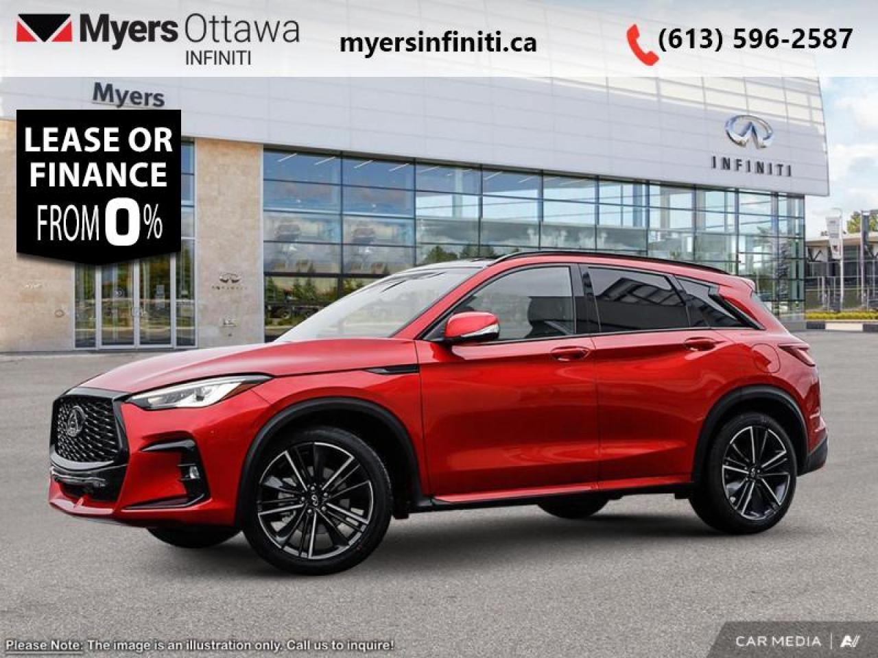 <br> <br>IFS Bonus  Sculpted lines, swooping curves and a wide, dynamic stance make this QX50 as fulfilling to look at as it is to drive. $1500 OFF with Lease or Finance IFS<br> <br> This dynamic sunstone red triple clearcoat metallic SUV  has an automatic transmission and is powered by a  268HP 2.0L 4 Cylinder Engine.<br> <br> Our QX50s trim level is SPORT. <br><br> <br>To apply right now for financing use this link : <a href=https://www.myersinfiniti.ca/finance/ target=_blank>https://www.myersinfiniti.ca/finance/</a><br><br> <br/> Total  rebate of $1500 is reflected in the price.   0% financing for 60 months. 0.99% financing for 84 months. <br> Buy this vehicle now for the lowest bi-weekly payment of <b>$412.74</b> with $0 down for 84 months @ 0.99% APR O.A.C. ( taxes included, $921  and licensing fees **Rebates may not be applicable on all purchase types [cash, lease, or finance]. Eligibility and conditions may vary. Please see dealer for full details and confirmation of eligibility.    ).  Incentives expire 2025-10-31.  See dealer for details. <br> <br><br> Come by and check out our fleet of 30+ used cars and trucks and 110+ new cars and trucks for sale in Ottawa.  o~o