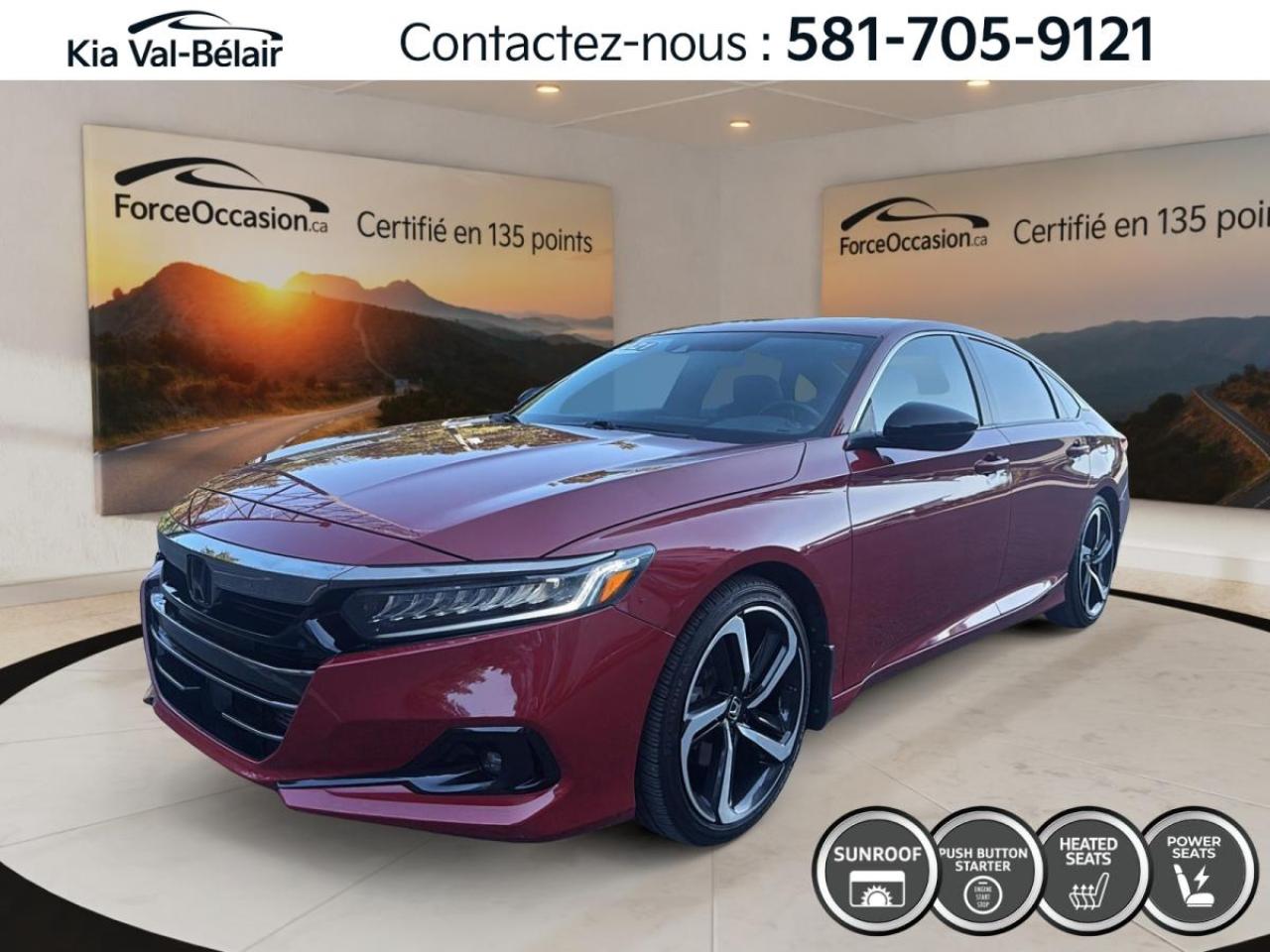 Used 2021 Honda Accord Sedan SPORT *TURBO *252HP *CARPLAY *BI-ZONE *TOIT *SIEGES/VOLANT CHAUFF for sale in Québec, QC