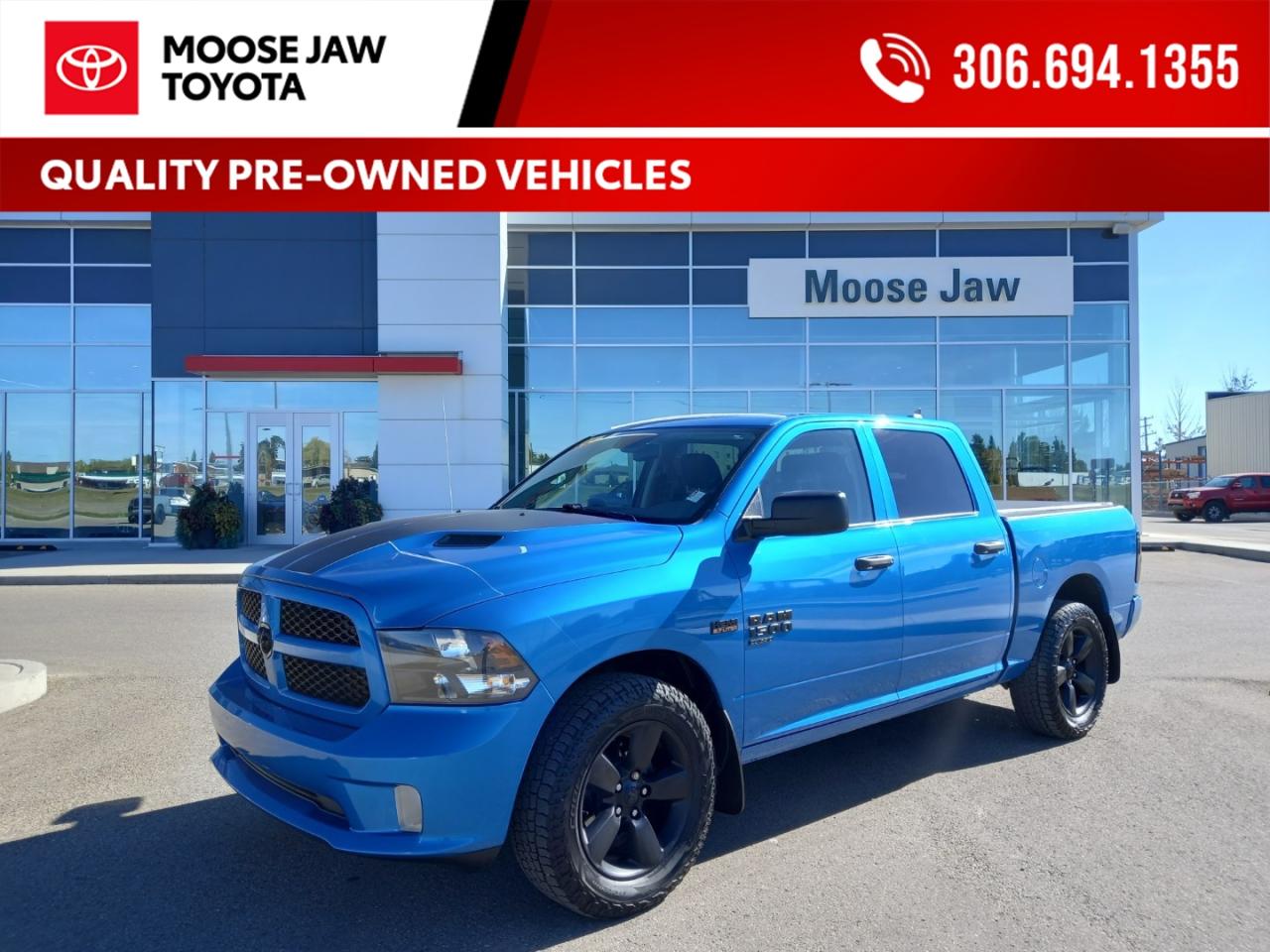 Used 2019 RAM 1500 Classic ST 2019 Ram 1500 Express Blackout Crew Cab – Hydro Blue Sport Package Bold style, serious power. With its blackout accents, Hydro Blue finish, and crew cab versatility, this Ram 1500 Express turns heads for sale in Moose Jaw, SK