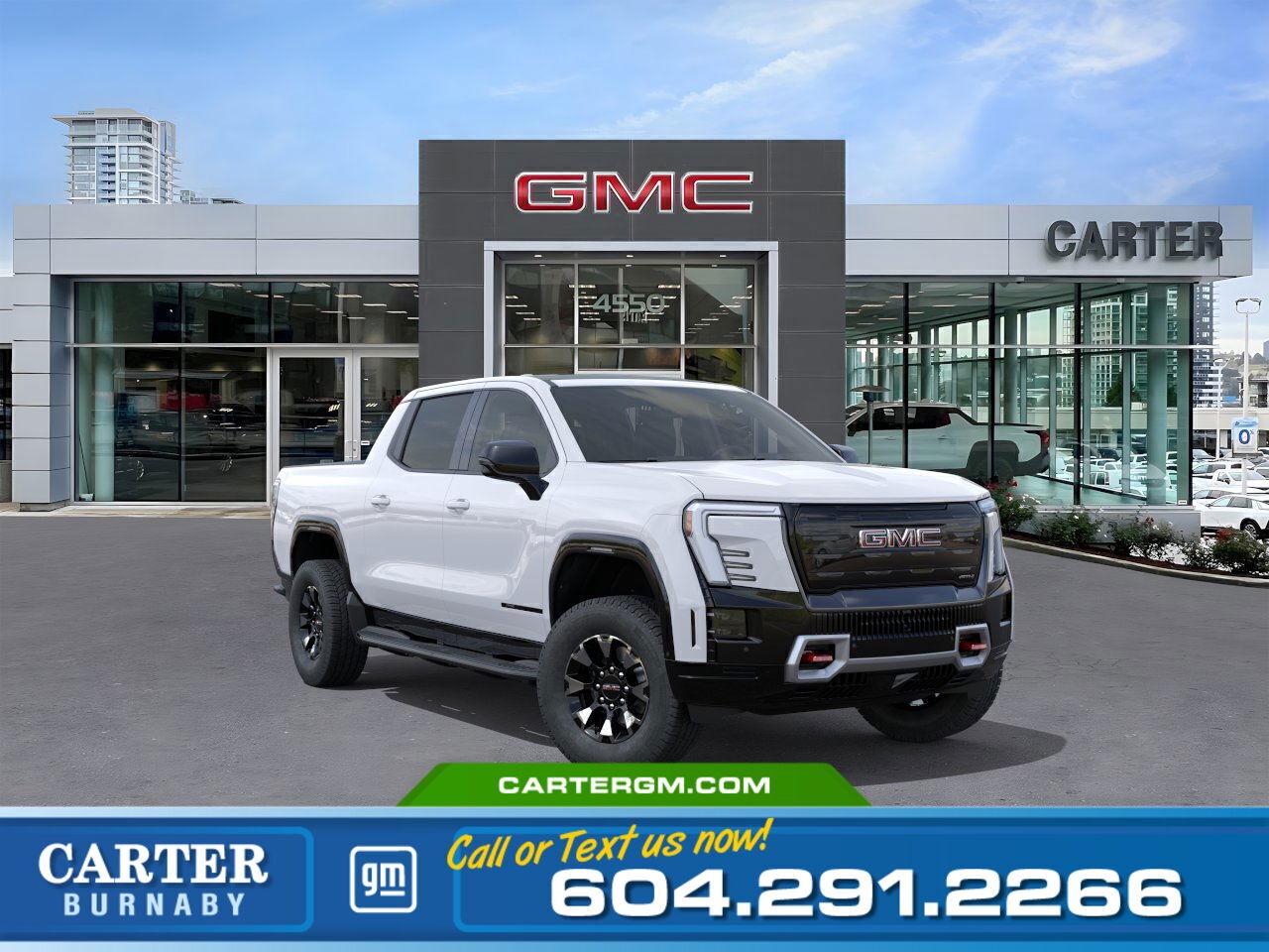 New 2026 GMC Sierra EV MAX RANGE AT4 E4WD | UP TO 769 KM RANGE/PANO ROOF for sale in Burnaby, BC