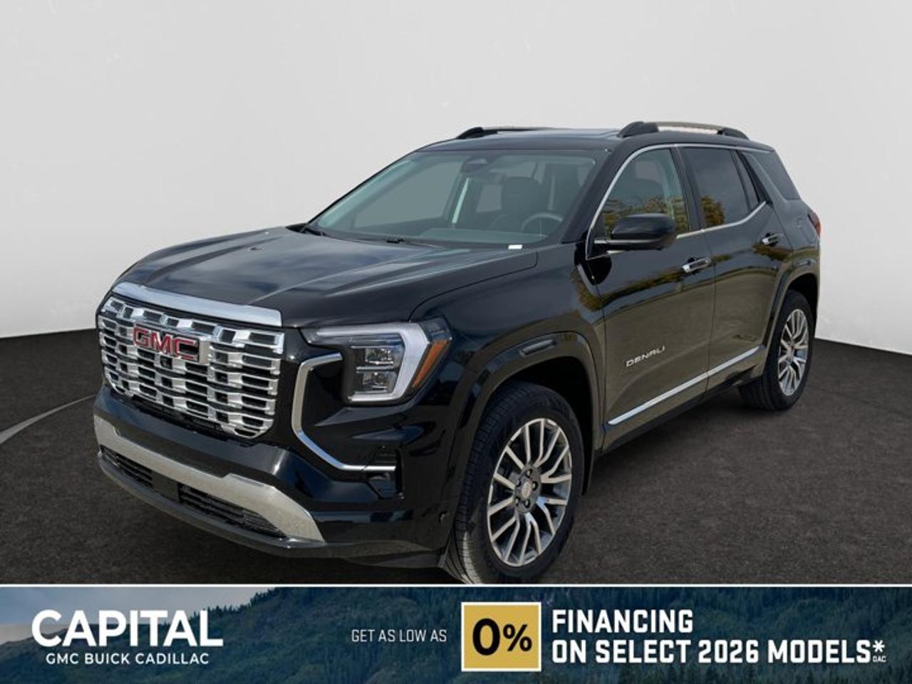 This 2026 GMC Terrain in Ebony Twilight Metallic is equipped with AWD and Turbocharged Gas I4 1.5L/-TBD- engine.Key features of the Terrain Denali include: 252 hp 2.0L Turbocharged gas engine, LED Headlamps, Hands-free power Programmable Liftgate, Lane Change Alert with Side Blind Zone Alert, Available HD Surround Vision, New available Adaptive Cruise Control - Camera, New Available Front Pedestrian Braking, and Heated/Ventilated front seats.Check out this vehicles pictures, features, options and specs, and let us know if you have any questions. Helping find the perfect vehicle FOR YOU is our only priority.P.S...Sometimes texting is easier. Text (or call) 306-801-9090 for fast answers at your fingertips!Dealer License #914248Disclaimer: All prices are plus taxes & fees. See dealer for Details. Dealer Permit # 914248 See dealer for Details.