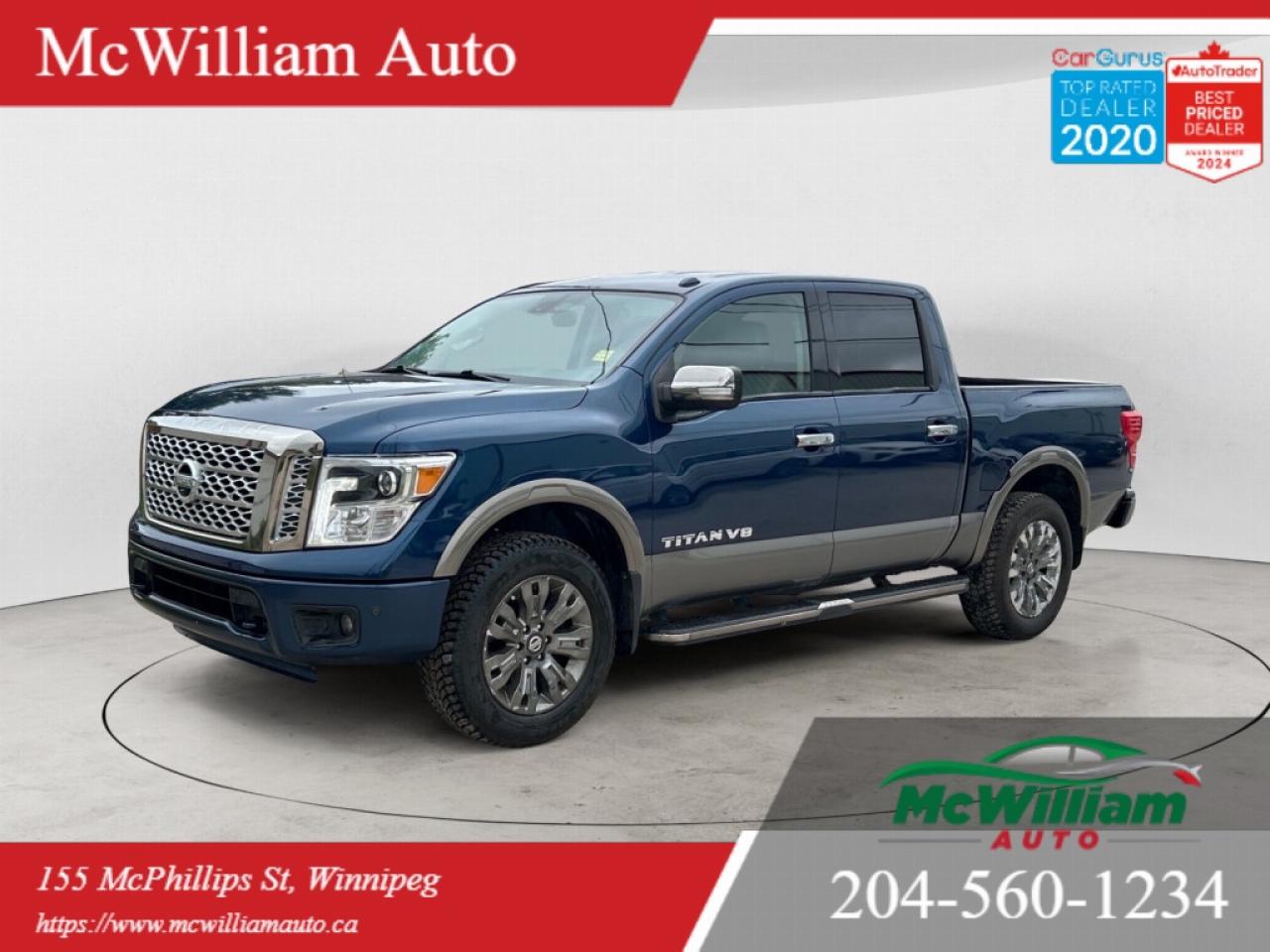 Used 2018 Nissan Titan Platinum 4X4 Crew Cab | Heated & Vented Seats | Back Up Cam | Trailer Brake | for sale in Winnipeg, MB