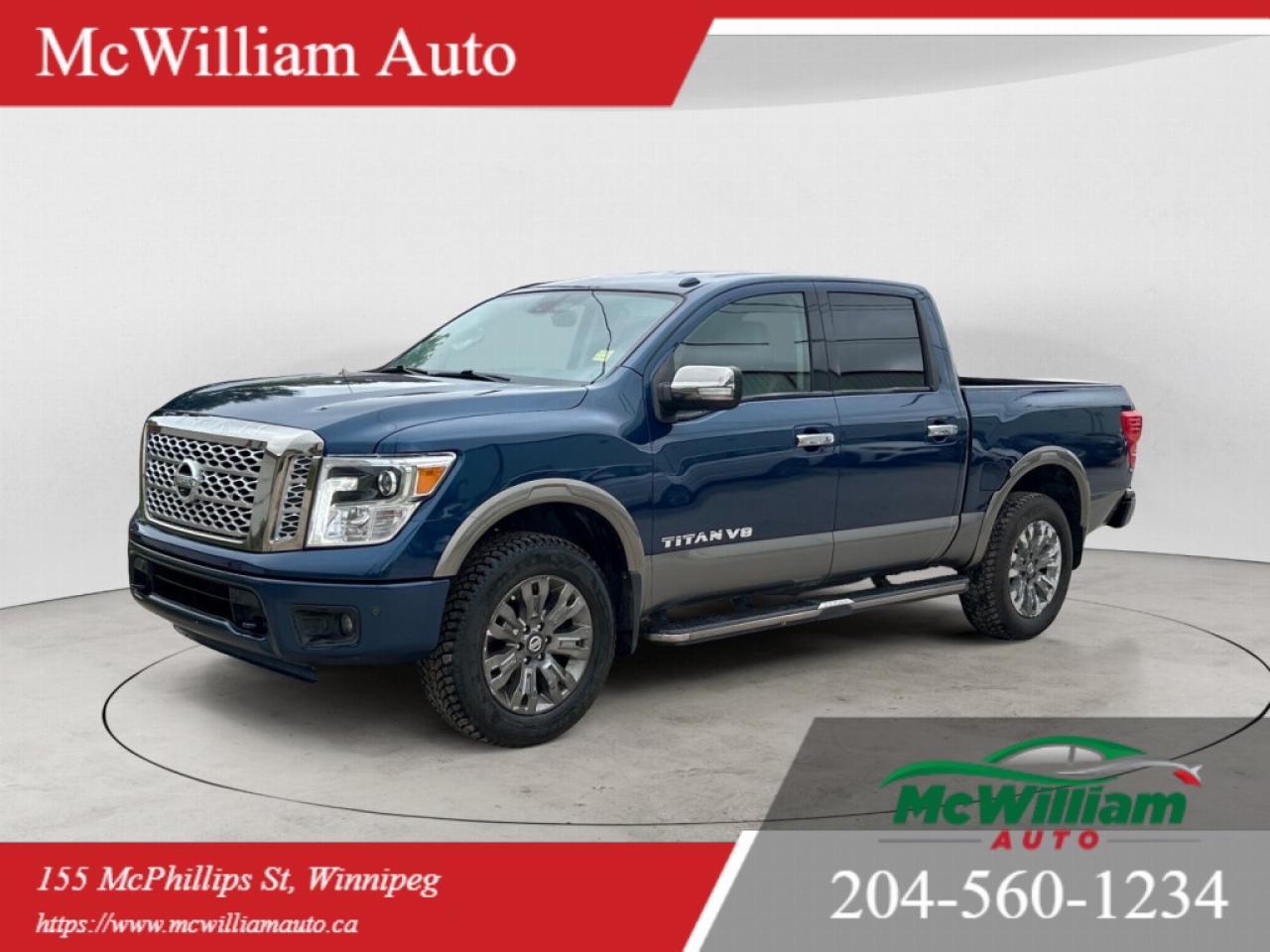 Used 2018 Nissan Titan Platinum 4X4 Crew Cab | Heated & Vented Seats | Back Up Cam | Trailer Brake | for sale in Winnipeg, MB