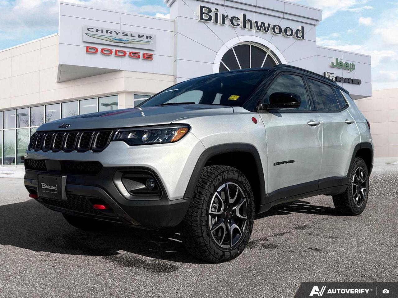 SelecTerrain Traction Management System
Jeep Clean Air System
FullSpeed Forward Collision Warning Plus
Pedestrian/Cyclist emergency braking
Adaptive Cruise Control with Stop and Go
Active Lane Management System
ParkView Rear BackUp Camera
ParkSense Rear Park Assist System
BlindSpot Monitoring w/ Rear CrossPath Detection
Drowsy driver detection
Rear seat reminder alert
Electronic Stability Control
Rain Brake Support
Rainsensing windshield wipers
Hill Start Assist
Hill Descent Control
Experience the future of off-road luxury with the 2026 Jeep Compass Trailhawk. This cutting-edge SUV combines rugged capability with advanced technology, perfect for adventurers who demand both comfort and performance.

- 4WD system with Selec-Terrain for superior traction in any environment
- 2.0L 4-cylinder turbo engine for powerful, efficient performance
- 10.1 Uconnect 5 display with wireless Apple CarPlay and Android Auto
- Advanced safety features including Blind Spot Detection and Collision Mitigation
- Premium cloth/leather-faced seats with heating for driver and passenger
- Power liftgate for easy cargo access
- 17 painted black aluminum wheels for a bold, aggressive look

Ready to elevate your driving experience? Reserve your 2026 Jeep Compass Trailhawk today or contact Birchwood Chrysler Dodge Jeep Ram for more information. Schedule a test drive and feel the thrill of the next-generation Compass for yourself.
Birchwood Chrysler Dodge is your choice for New Chrysler, Dodge, Jeep, RAM vehicles in Winnipeg. 
 
With us, Experience is Everything. Complete as much or as little of your purchase online as you like. All pricing you see is what you pay. No hidden fees. All new vehicle special offers and discounts are already calculated in the pricing. On our website you can choose payment options and terms knowing these are transparent and accurate.

Start your purchase online to build your exact pricing to your specifics like how much money down, vehicle trade and any accessories or added optional protection that suits your needs.

Any questions let us know by calling (204) 774-4444, wed love to send you a video to clarify any questions about a vehicle!

Visit us in store at 90-3965 Portage Ave in the Birchwood Autopark.

Dealer permit #5686
Dealer permit #5686