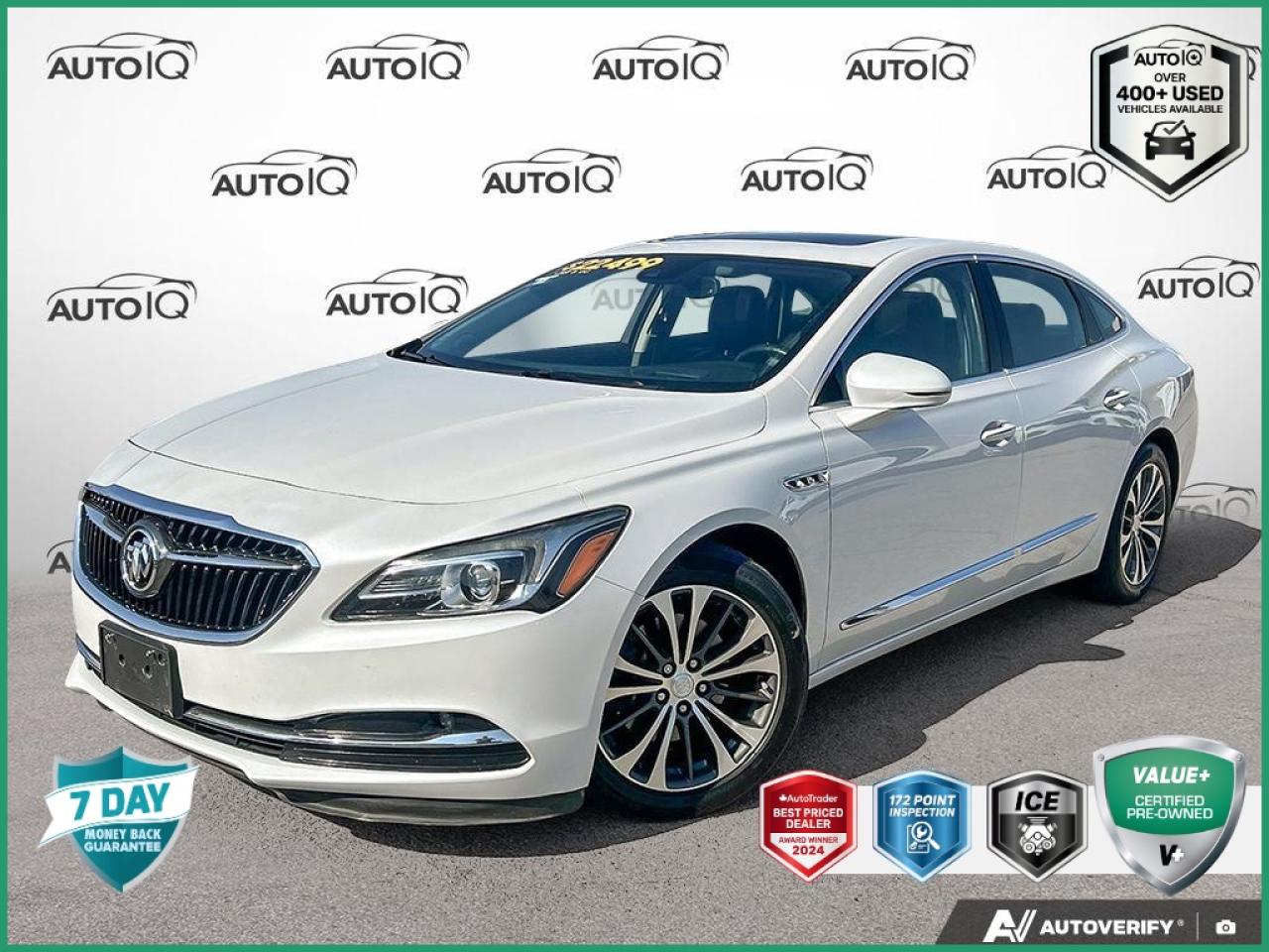 Recent Arrival!<br><br><br>| No Accidents, | Apple CarPlay/Android Auto, 8-Speaker Audio System Feature, 8-Way Power Driver Seat Adjuster, Front dual zone A/C, Heads-Up Display, Heated front seats, Heated steering wheel, Memory seat, Perforated Leather-Appointed Seat Trim, Power Panoramic Moonroof, Power Rear Sunshade, Preferred Equipment Group 1SP, Radio: Buick Infotainment System AM/FM Stereo, SiriusXM, Sun & Shade Package.<br><br>White Frost Tricoat Premium I Group<br>HEATED SEATS | HEATED STEERING WHEEL | REMOTE START | WIRELESS CHARGING | APPLE CARPLAY AND ANDROID AUTO 2018 Buick LaCrosse Premium I Group HEATED SEATS | HEATED STEERING WHEEL | REMOTE START | WIRELESS CHARGING | APPLE CARPLAY AND ANDROID AUTO 3.6L V6 DI<br>9-Speed Automatic<br>FWD<p></p>

<h4>VALUE+ CERTIFIED PRE-OWNED VEHICLE</h4>

<p>36-point Provincial Safety Inspection<br />
172-point inspection combined mechanical, aesthetic, functional inspection including a vehicle report card<br />
Warranty: 30 Days or 1500 KMS on mechanical safety-related items and extended plans are available<br />
Complimentary CARFAX Vehicle History Report<br />
2X Provincial safety standard for tire tread depth<br />
2X Provincial safety standard for brake pad thickness<br />
7 Day Money Back Guarantee*<br />
Market Value Report provided<br />
Complimentary 3 months SIRIUS XM satellite radio subscription on equipped vehicles<br />
Complimentary wash and vacuum<br />
Vehicle scanned for open recall notifications from manufacturer</p>

<p>SPECIAL NOTE: This vehicle is reserved for AutoIQs retail customers only. Please, No dealer calls. Errors & omissions excepted.</p>

<p>*As-traded, specialty or high-performance vehicles are excluded from the 7-Day Money Back Guarantee Program (including, but not limited to Ford Shelby, Ford mustang GT, Ford Raptor, Chevrolet Corvette, Camaro 2SS, Camaro ZL1, V-Series Cadillac, Dodge/Jeep SRT, Hyundai N Line, all electric models)</p>