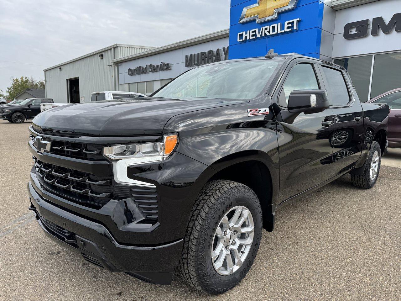 Blending rugged capability with head-turning looks, our 2026 Chevrolet Silverado 1500 RST Crew Cab 4X4 in Black offers the right mix of strength, space, and street-smart design. Motivated by a 5.3 Litre V8 delivering 355hp to a 10 Speed Automatic transmission. This Four Wheel Drive truck also features an auto-locking rear differential for sure-footed capability, and it sees approximately 11.2L/100km on the highway with bold RST details. A black Bowtie highlights the grille, complementing LED lighting, fog lamps, a power lock/release EZ Lift tailgate, 18-inch alloy wheels, LED bed lighting, and painted mirror caps. Our RST cabin combines bold capability with car-like comfort. Take your place and try out the heated cloth front seats with 10-way power for the driver, a heated leather steering wheel, dual-zone climate control, and keyless access/ignition. A 13.4-inch touchscreen and a 12.3-inch driver display anchor the Google-powered infotainment system that bundles WiFi compatibility, wireless smartphone connectivity, and a six-speaker sound system. Theres no need to sacrifice safety, either. Chevrolet makes sure automatic emergency braking, forward collision warning, an HD rearview camera, lane-keeping assistance, pedestrian detection, forward collision alert, hill start assistance, trailer sway control, and more are standard! When its time for better trucking, its time for our Silverado 1500 RST. Save this Page and Call for Availability. We Know You Will Enjoy Your Test Drive Towards Ownership!