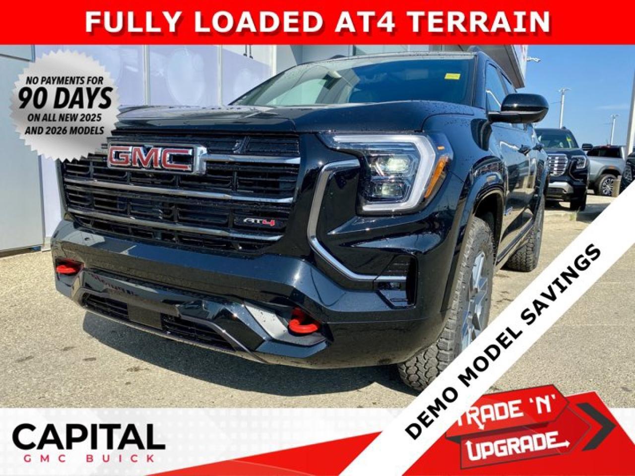 Take a look at the NEW 2026 GMC Terrain AT4... Fully equipped with all the options like Convenience Package III, Technology Package II, Heated and Cooled Seats, Heated Steering, Heated Rear Seats, Rear Streaming Camera Mirror, 360 CAM, Heated Wiper Park, Wireless Charger, Trailering Package and so much more... Dont wait CALL NOWAsk for the Internet Department for more information or book your test drive today! Text 825-445-0521 for fast answers at your fingertips!AMVIC Licensed Dealer - Licence Number B1044900Disclaimer: All prices are plus taxes and include all cash credits and loyalties. See dealer for details. AMVIC Licensed Dealer # B1044900