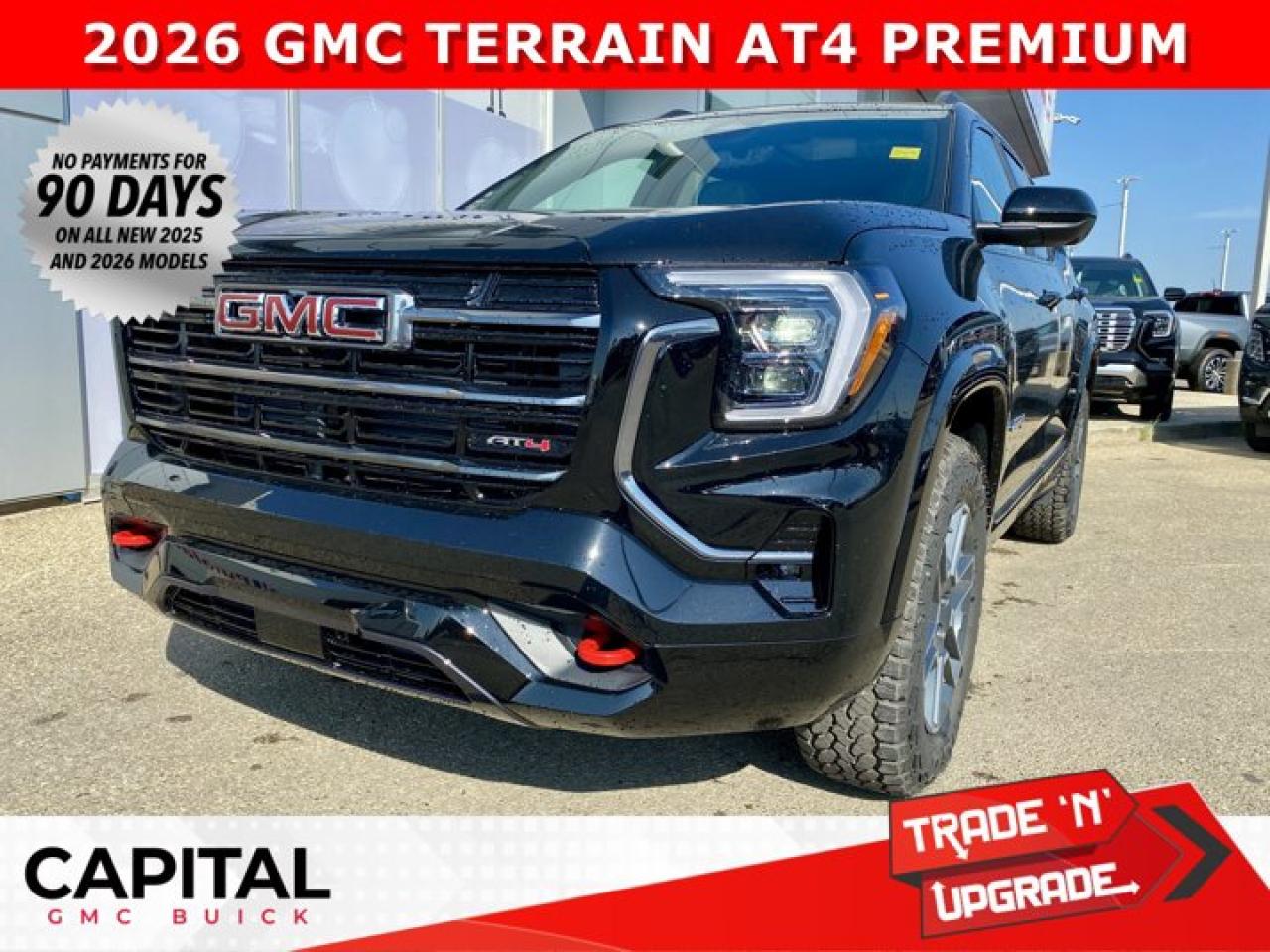 Take a look at the NEW 2026 GMC Terrain AT4... Fully equipped with all the options like Convenience Package III, Technology Package II, Heated and Cooled Seats, Heated Steering, Heated Rear Seats, Rear Streaming Camera Mirror, 360 CAM, Heated Wiper Park, Wireless Charger, Trailering Package and so much more... Dont wait CALL NOWAsk for the Internet Department for more information or book your test drive today! Text 825-445-0521 for fast answers at your fingertips!AMVIC Licensed Dealer - Licence Number B1044900Disclaimer: All prices are plus taxes and include all cash credits and loyalties. See dealer for details. AMVIC Licensed Dealer # B1044900