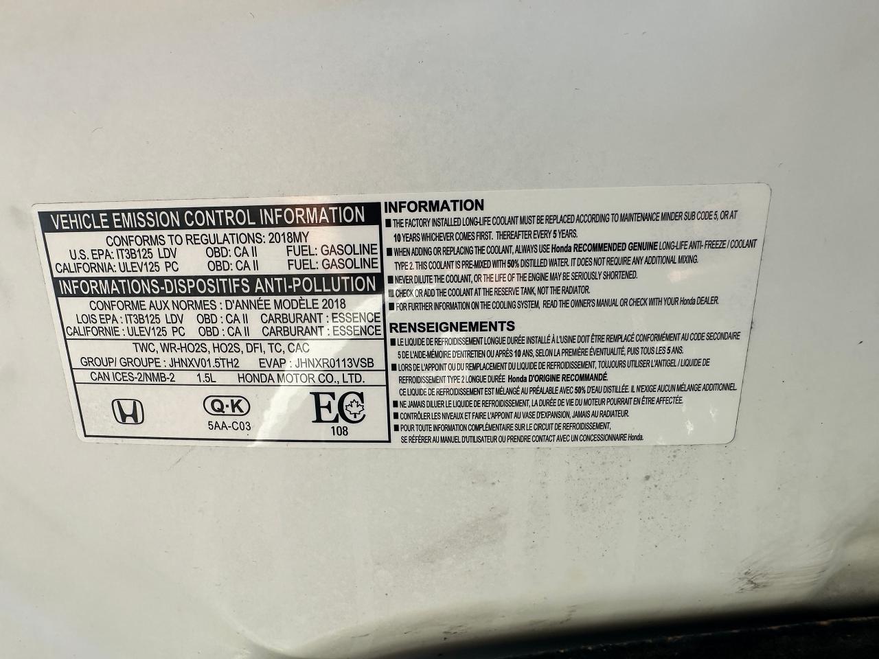 2018 Honda Civic Sport Honda Sensing Sunroof CarPlay RearCam A/C FM Photo