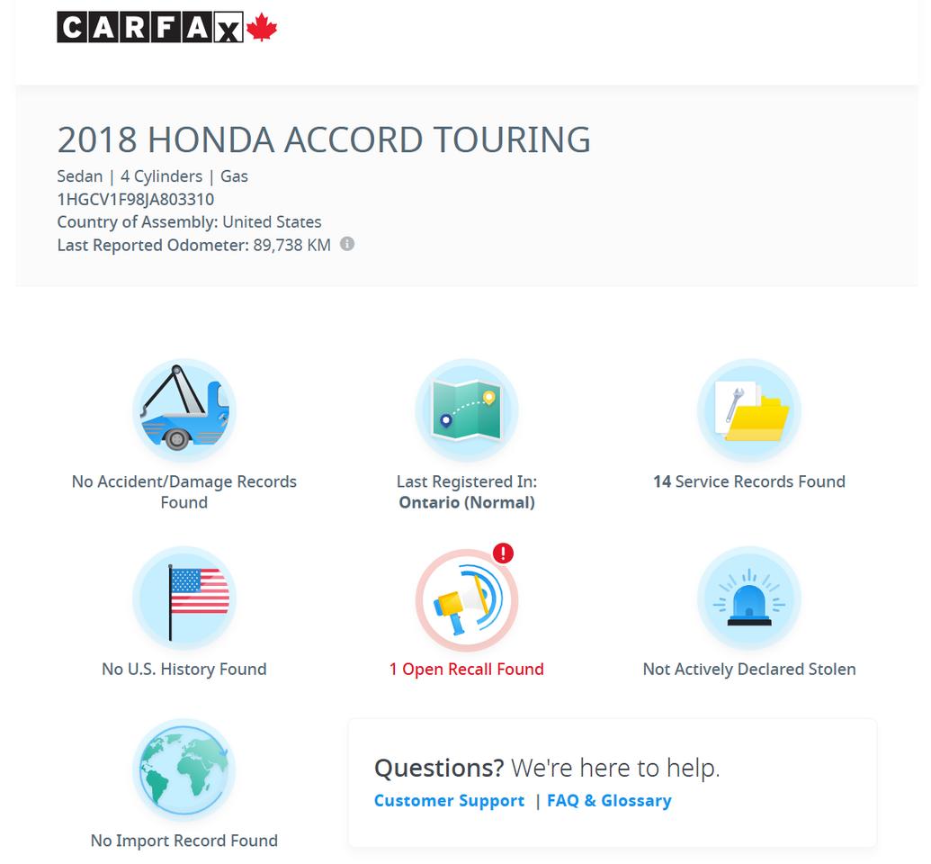 2018 Honda Accord Touring+HUD+New Tires+Adaptive Cruise+CLEAN CARFAX Photo