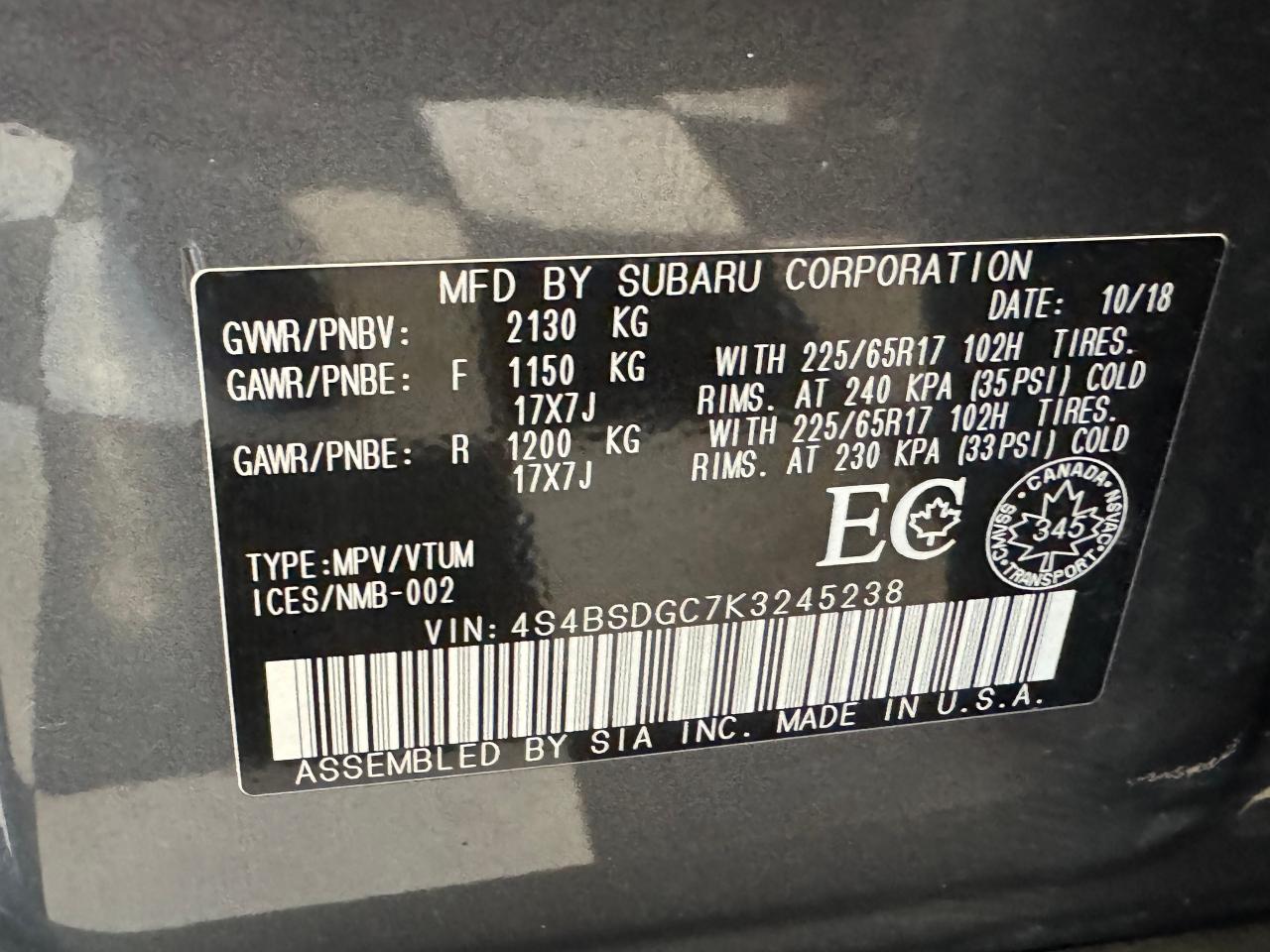 2019 Subaru Outback Touring AWD W/Eye Seight+Sunroof++CLEAN CARFAX - Photo #37
