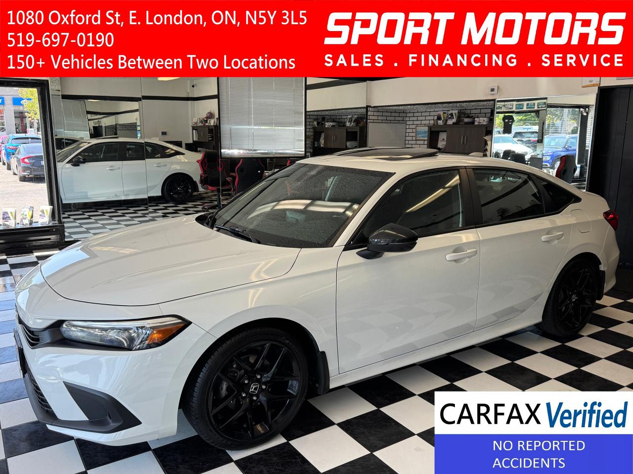 Used 2022 Honda Civic Sport+Roof+BSM+ACCIDENT FREE+CLEAN CARFAX for sale in London, ON