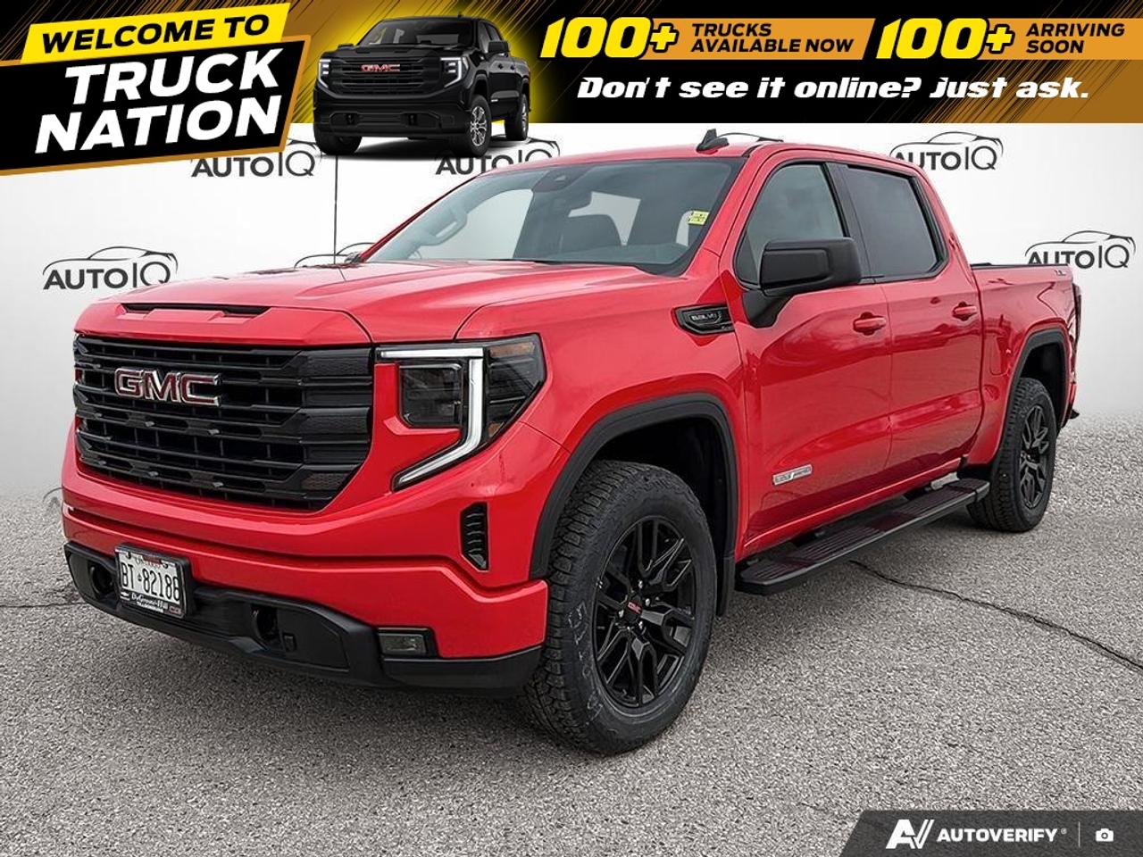 <p>Equipped with $9,135 in factory options. <b>OEM OPTIONS: </b>FRONT BKT STS WITH CENTRE CONSOLE. INCLUDES WIRELESS CHARGING. , GVWR 3221 KG (7100 LB) , REAR AXLE - 3.23 RATIO , 5.3L ECOTEC3 V8 ENG , 10-SPD A/T , PREF PKG , ALL-WTHR MATS (DEALER INSTALLED) , 6 ASSIST STEPS BLACK (DEALER INSTALLED) , X31 OFF-ROAD PKG , CANADIAN BASE EQUIPMENT , PREF EQUIP GRP<br><br><b>PERFORMANCE & CAPABILITY: </b>Check out this factory-fresh <b>2026 GMC Sierra 1500 Elevation</b> finished in Cardinal Red with a H0U-Jet Black interior, creating a passionate, energetic, and sporty statement. As a powerful Pickup Truck, this Crew Cab configuration offers maximum interior room, ideal for passengers and cargo. Full configuration: 4WD Crew Cab 147 inches Elevation. Powered by a responsive <b>5.3L 8cyl</b> engine paired with a smooth <b>8 Speed Automatic</b> and a confident <b>4x4</b> system.<br><br><b>MARKET VALUE: </b><br> - <b>Freshly Repriced:</b> Recently reduced by <b>$2,104</b>.<br><br><b>MODEL REVIEWS: </b>Recognized for its professional-grade capability, innovative features like the MultiPro tailgate, and comfortable ride. Equipped with a true <b>4x4 system</b>, this vehicle is ready for serious adventure, offering superior off-road capability.<br>Powered by a commanding <b>5.3L 8cyl</b>, delivering impressive horsepower and torque. Equipped with an <b>8-Speed Automatic</b> transmission, this vehicle offers a perfect balance of smooth performance and decisive power delivery.<br><br><b>EQUIPMENT: </b><br><b>Safety & Driver Assistance:</b> TRACTION CONTROL, ABS BRAKES, BRAKE ASSIST, DUAL FRONT IMPACT AIRBAGS, DUAL FRONT SIDE IMPACT AIRBAGS, IGNITION DISABLE<br><b>Comfort & Convenience:</b> POWER WINDOWS, POWER STEERING, 1-TOUCH DOWN, 1-TOUCH UP, AUTOMATIC TEMPERATURE CONTROL, DRIVER DOOR BIN<br><b>Technology & Entertainment:</b> NAVIGATION SYSTEM, TACHOMETER, COMPASS, OUTSIDE TEMPERATURE DISPLAY<br><b>Performance & Capability:</b> TRAILER HITCH, FRONT ANTI-ROLL BAR, FRONT WHEEL INDEPENDENT SUSPENSION, SPEED-SENSING STEERING, 5.3L ECOTEC3 V8 ENG, X31 OFF-ROAD PKG<br><b>Exterior & Styling:</b> DELAY-OFF HEADLIGHTS, FRONT FOG LIGHTS, FULLY AUTOMATIC HEADLIGHTS, PERIMETER/APPROACH LIGHTS, AUTO HIGH-BEAM HEADLIGHTS, ALL-WTHR MATS (DEALER INSTALLED)<br><br>Visit us to explore the features and condition of this excellent <b>GMC Sierra 1500</b>.<br><br></p> <p></p> <h4>YOUR DRIVE, SIMPLIFIED BY AUTOIQ</h4> <p><em><strong>BUY WITH COMPLETE CONFIDENCE!</strong></em></p> <p>Shop online or in-store, any way you want it. Get a virtual trade estimate & appraisal and virtual credit approval & eSignature! Buying a new vehicle is a significant purchase, and we want to ensure that you LOVE it! Whether you are purchasing a new or quality pre-owned vehicle from us, we offer attractive financing rates and flexible terms! Bad credit? No credit? Bankruptcy? Newcomer? Don't worry! We've got special programs to help you get that long-needed vehicle with the financing that you need! We accept all credit applications O.A.C. See us for more details.</p><p></p>

<h4>YOUR DRIVE, SIMPLIFIED BY AUTOIQ</h4>

<p><em><strong>BUY WITH COMPLETE CONFIDENCE!</strong></em></p>

<p>Shop online or in-store, any way you want it. Get a virtual trade estimate & appraisal and virtual credit approval & eSignature! Buying a new vehicle is a significant purchase, and we want to ensure that you LOVE it! Whether you are purchasing a new or quality pre-owned vehicle from us, we offer attractive financing rates and flexible terms! Bad credit? No credit? Bankruptcy? Newcomer? Dont worry! Weve got special programs to help you get that long-needed vehicle with the financing that you need! We accept all credit applications O.A.C. See us for more details.</p>