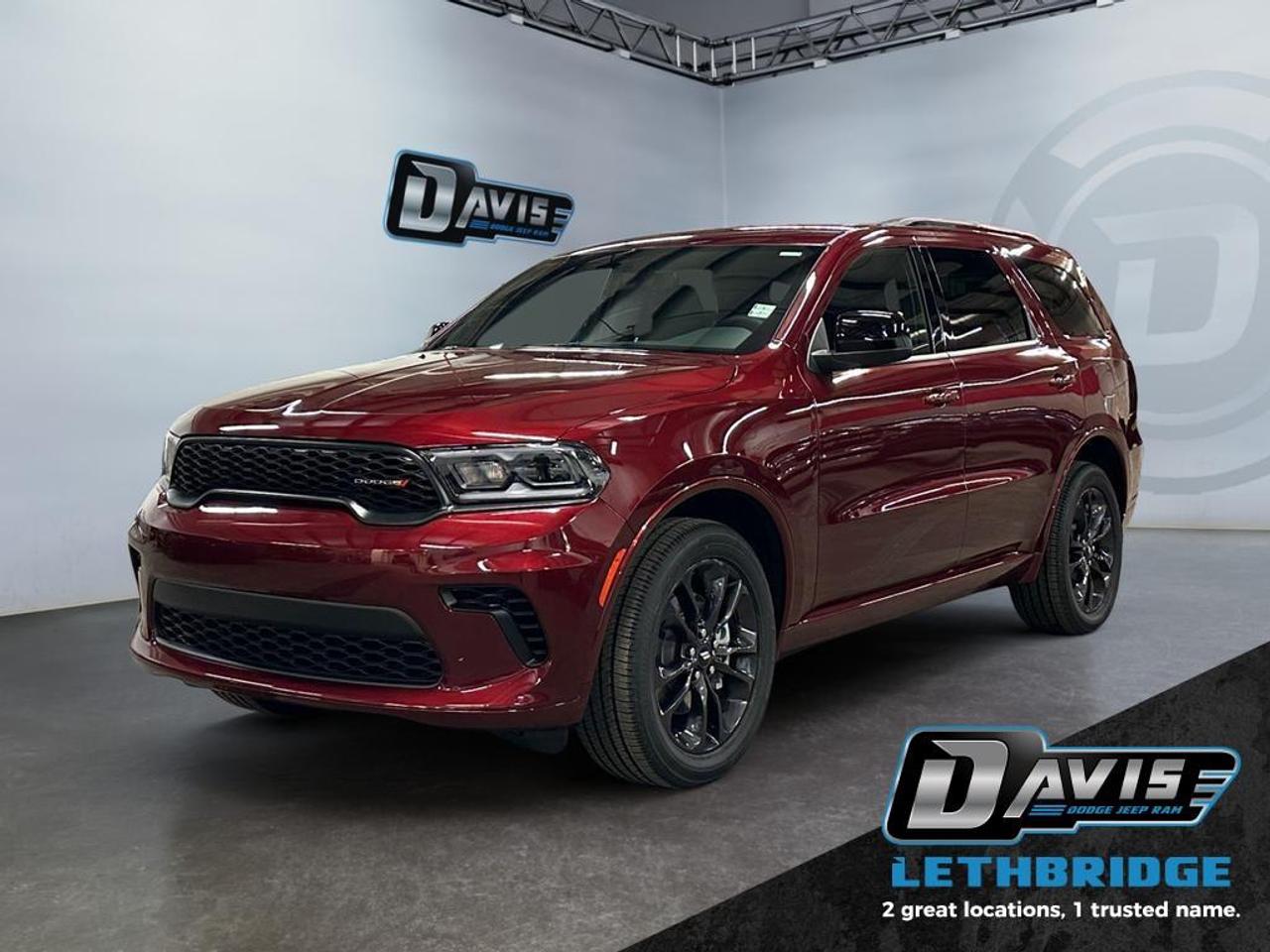 <b>Heated Seats, Navigation, Power Liftgate, Remote Start, ParkSense!<br /> <br /></b><br /> <br /> <br /> The 2026 Dodge Durango GT is a versatile three-row SUV powered by a 3.6?L V6 engine, delivering up to 293?hp and 260?lb?ft of torque for smooth, confident performance. Equipped with All-Wheel Drive and an 8-speed automatic transmission, this AWD SUV provides strong towing capability, balanced handling, and reliable performance in all driving conditions, from city streets to weekend adventures.<br /><br />Inside, the Durango GT offers a modern, tech-forward cabin featuring a touchscreen infotainment system, wireless Apple CarPlay/Android Auto, heated front seats, and tri-zone climate control. With seating for up to seven passengers and flexible cargo space, this family SUV ensures comfort, convenience, and practicality for everyday errands or long road trips.<br /><br />Safety and driver-assist features provide peace of mind on every drive. The 2026 Durango GT includes adaptive cruise control, lane-keeping assistance, blind-spot monitoring, and forward-collision warning with active braking. With its combination of 3.6?L V6 performance, spacious interior, advanced technology, and comprehensive safety, the Dodge Durango GT is a stylish and dependable family SUV.<br /> <br />To apply right now for financing use this link: <a href=https://lethbridge.davisdodge.ca/free-credit-check/ target=_blank rel=nofollow noopener noreferrer>https://lethbridge.davisdodge.ca/free-credit-check/</a><br /><br /> <br /><br />As a premier Chrysler, Dodge, Jeep and RAM dealership, Davis Dodge proudly offers an extensive selection of new and used vehicles to meet every drivers needs. Customers across Lethbridge, Fort Macleod, Taber, Claresholm, Coaldale, and beyond trust us for daily vehicle specials, certified service and parts, and a seamless online inventory experience. <br /><br /> With competitive financing options and expert support, we make car buying easy and enjoyable. <br /><br /> Ready to hit the road? Schedule your test drive today at Davis Dodge, your trusted Chrysler, Dodge, Jeep and RAM dealer in Lethbridge, Alberta.<br /><br /> Vehicle pricing offer shown expires 2026-04-30. <br /> Come by and check out our fleet of 70+ used cars and trucks and 110+ new cars and trucks for sale in Lethbridge. o~o