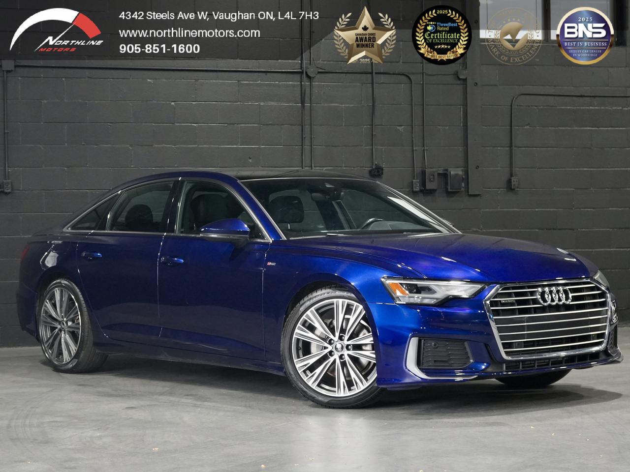 ***QUALIFY FOR A 4 YEAR WARRANTY ON OUR VEHICLES TODAY!!!

Vehicle Options Include: 
Sunroof, Navigation, Rearview Camera, Heated Front and Rear Seats, Memory Seats, Ambient Lighting, Paddle Shifters, Keyless Ignition and Entry, Eco Start/Stop, Auto Dimming and Folding Mirrors, Heated Mirrors, Apple CarPlay, Android Auto, Efficiency Assist, Park Aid, Distance Warning, Exit Warning,  Audi Pre Sense, Side Assist, Bluetooth connectivity, Audio Voice Control, Wireless Charger

2021 BLUE ON BLACK AUDI A6 PROGRESSIV | AWD

Northline Motors is a 5 star, family-owned dealership that prides itself on strong family values and a commitment to excellence. As consecutive winners of the Peoples Top Choice Award in the GTA, recognized as one of the Top Three Best Dealers in Vaughan by Top Three Rated, named Best Canadian Business by the Canada Business Review Board, and accredited by the Better Business Bureau with an A+ rating, our dedication to quality truly stands out. Weve also been honored with the Readers Choice Award in Vaughan. Visit our website for weekly updates on our exciting inventory, or stop by our pressure free, friendly showrooms - coffee and tea are always on us-to experience luxury, comfort, and innovation firsthand. With over 12 years of industry experience, we understand your needs and work tirelessly to deliver an exceptional experience every time. Our competitive prices and extensive selection of premium vehicles are backed by full transparency, comprehensive vehicle history reports, extended warranties, and aftermarket services. Serving customers nationwide, we invite you to call or visit today and become part of the ever growing Northline family. 

Please note: Prices exclude applicable taxes and licensing fees. All vehicles, unless otherwise specified, can be certified for an additional $999; otherwise, as per OMVIC regulations, the vehicle is not drivable, certified, or e tested. 

Although every effort is made to ensure the information provided is accurate and up-to-date, we do not take responsibility for any errors, omissions, or typographical mistakes found on our pages, including vehicle options. Additionally, prices are subject to change without notice. To ensure you have the most up-to-date information, please contact our sales team.