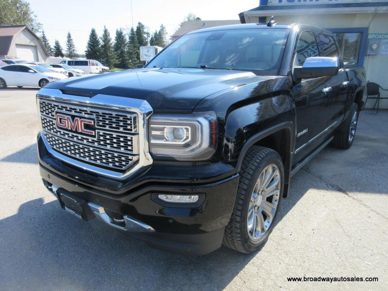 2018 GMC Sierra 1500 LOADED DENALI-VERSION 5 PASSENGER 6.2L - V8.. 4X4.. CREW-CAB.. SHORTY.. NAVIGATION.. POWER SUNROOF.. LEATHER.. HEATED SEATS & WHEEL.. BACK-UP CAMERA..