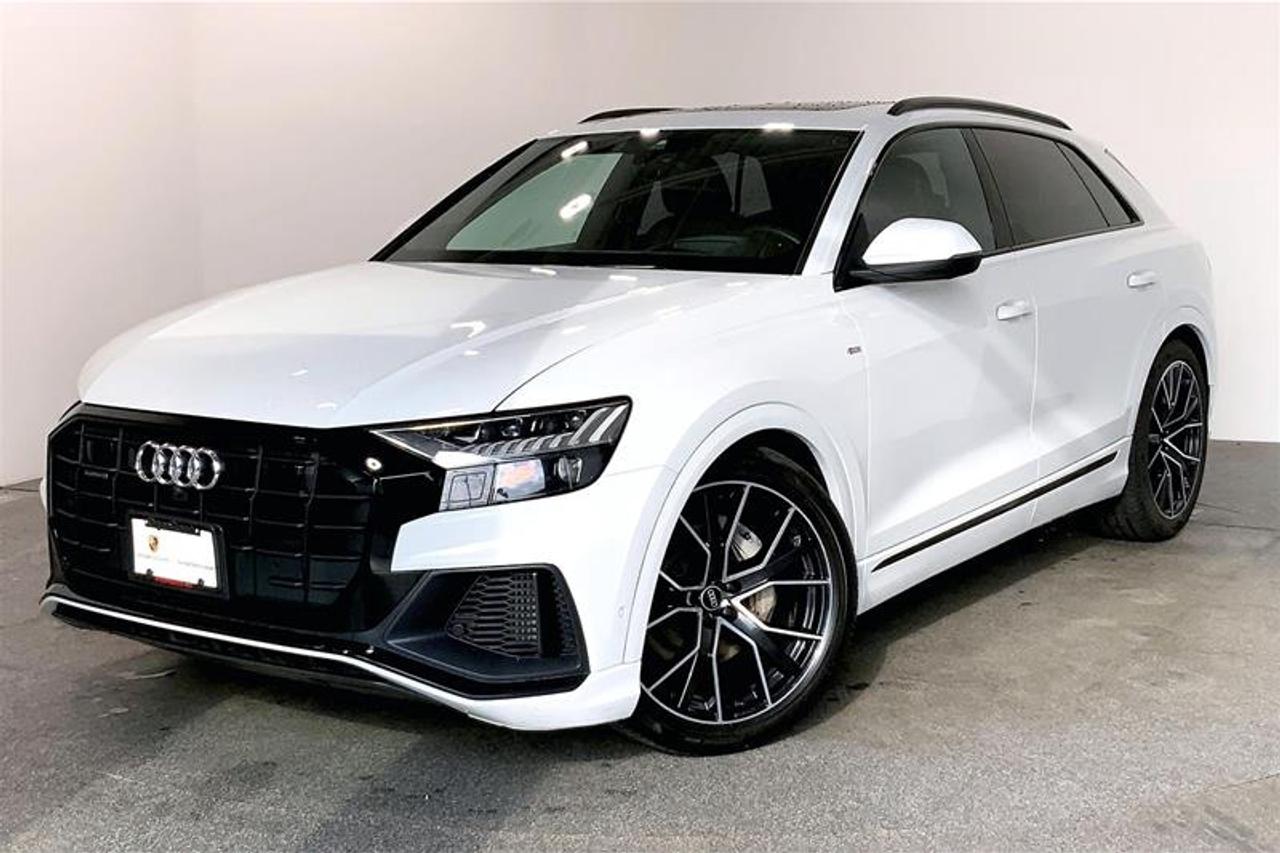Highly Equipped with Individual Contour Seat Package, Black Optics Package, 22-Inch 5 V-Spoke Star Design Wheels, Heated and Ventilated Front Seats, Heated Rear Seats, Four-Zone Climate Control, Panoramic Sunroof, 360-Degree Camera, Adaptive Cruise Control, Lane Departure Warning, Blind Spot Monitor, Rear Cross-Traffic Alert, LED Headlights and Taillights, Apple CarPlay, 10.1-Inch Touchscreen, and much more! 2022 Audi Q8 55 3.0T Technik quattro comes in Glacier White Metallic with a Black Leather Interior! This Local BC Vehicle has been meticulously Kept by One Previous Owner! We Accept All Trade-Ins and Buy-Ins!! For more details or to schedule a test drive with one of our highly trained sales executives, please send us a website inquiry before it&rsquo;s gone. Porsche Centre Langley has proudly earned the Porsche Premier Dealer Award eight years in a row. Conveniently located just off Highway 1 in Langley, British Columbia, we are committed to helping you find and drive your dream vehicle. Please note: A $599 documentation fee and a $690 dealer preparation fee apply to all pre-owned vehicles. Dealer #40136.