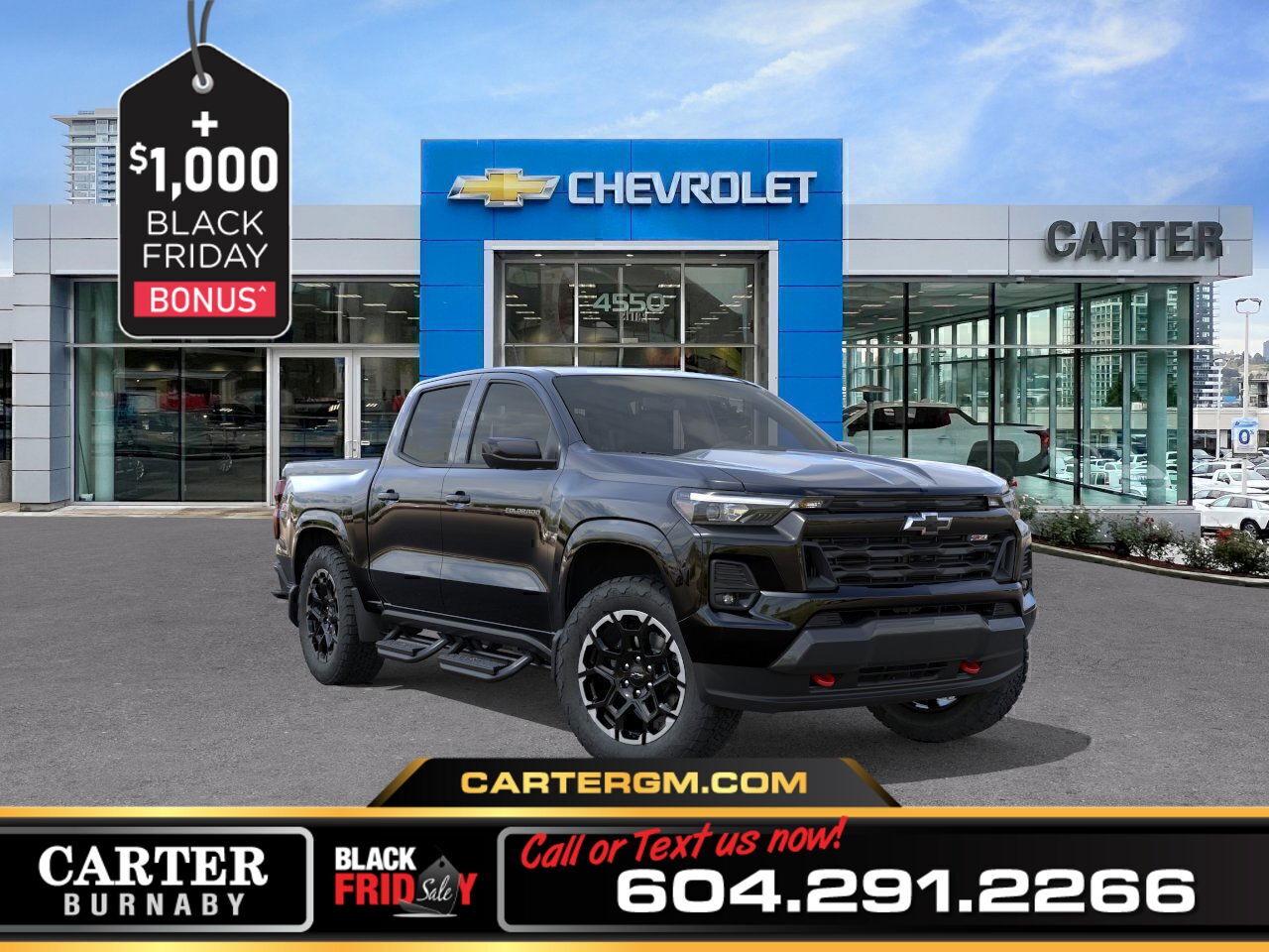 The 2026 Chevrolet Colorado 4WD Z71 combines rugged capability with premium comfort. Its 310-hp TurboMax engine and Hill Descent Control make every adventure smooth, while the Advanced Trailering Package with Hitch Guidance and integrated brake controller simplify hauling. Inside, enjoy perforated leather-appointed seats with heating and ventilation, driver memory settings, Bose Premium Audio, and wireless charging. Advanced safety tech like Adaptive Cruise Control, Rear Cross Traffic Braking, and Blind Zone Steering Assist with Trailering keep you confident on every drive.  Come take it for a test drive today and experience all this stylish vehicle has to offer!  WHY CARTER GM BURNABY?  - An unrivalled vehicle purchasing experience! - Exceeding our loyal customers expectations since 1963 - 4.5 Google star rating with 2,175+ customer reviews) - CarGurus Top-Rated Dealer 2025 Award - CarGurus Top Value Dealer 2025 Award - Vehicle trades welcome! Best price guaranteed! - We provide upfront pricing, zero hidden fees, and 100% transparency - Fast approvals and 99% acceptance rates (no matter your current credit status!) - Multilingual staff (many languages spoken) - Comfortable non-pressured environment with in-store television, WIFI and a childrens play area! - In-store restaurant: fresh daily menu        Were here to help you drive the vehicle you want, the vehicle you deserve! QUESTIONS? GREAT! WEVE GOT ANSWERS! To speak with a friendly vehicle specialist - CALL NOW! (Doc. Fee: $495.00 Dealer Code: D5505)