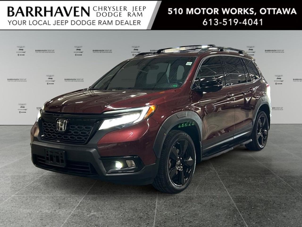 The 2019 Honda Passport Touring AWD in a stunning maroon finish exudes confidence and capability with its robust all-wheel-drive system and impressive handling. This SUV is perfect for those who want both adventure-ready power and refined comforts. The exterior is highlighted by its sophisticated maroon color, which pairs beautifully with the sporty and stylish build of the Passport. Inside, the cabin is adorned with luxurious leather seating and a sleek, leather steering wheel, providing a touch of elegance to every journey. With convenient features such as power seats, keyless entry, and a sunroof/moonroof, every drive is tailored to perfection. Equipped with the latest in automotive technology, this SUV offers a top-notch navigation system, a reliable backup camera, and seamless smart device integration. Stay connected with a wi-fi hotspot and enjoy your favorite tunes on the premium satellite radio. Safety is paramount with features like lane assist, brake assist, and a comprehensive set of parking sensors. Adaptive cruise control ensures a relaxed driving experience on long drives. Whether youre a tech-savvy commuter or an adventurous family, this 2019 Honda Passport Touring AWD offers everything you need in an SUV. Dont miss the opportunity to experience this incredible vehiclecontact our dealership today for more information and to schedule your test drive!