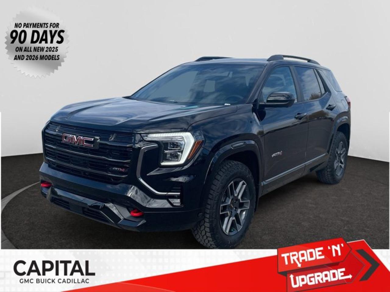 This 2026 GMC Terrain in Ebony Twilight Metallic is equipped with AWD and Turbocharged Gas I4 1.5L/-TBD- engine.From its striking C-shaped LED signature lighting to its stunning floating roof, this GMC Terrain has been refined on every level. With three distinctive options, every trim boasts its own distinctive grille that makes a lasting first impression and sets a bold tone for the rest of the vehicles exterior. Striking LED signature lighting on the taillamps complete Terrains bold design from front to back. Terrains interior seamlessly incorporates exterior design cues to create a cohesive look. Youll find a combination of bold styling, first-class comfort and plenty of space proving its as much about refinement as it is utility. Terrains interior features a standard leather wrapped steering wheel, real aluminum trim and soft-touch materials to enhance your driving experience and maximize comfort for both you and your passengers. A front-to-back flat load floor includes new fold-flat front-passenger and second-row seats so you can quickly go from accommodating people to utilizing every inch of cargo space. The GMC Terrain small SUV is engineered to meet the challenges drivers face every day  from various road surfaces to unexpected conditions. Advanced technology such as the Traction Select system allows you to switch between drive modes to make real-time adjustments based on those ever-changing driving situations. Terrain offers an available suite of intuitive driver-assist and safety technologies  so you can move with confidence in any direction.Check out this vehicles pictures, features, options and specs, and let us know if you have any questions. Helping find the perfect vehicle FOR YOU is our only priority.P.S...Sometimes texting is easier. Text (or call) 306-801-9090 for fast answers at your fingertips!Dealer License #914248Disclaimer: All prices are plus taxes & fees. See dealer for Details. Dealer Permit # 914248 See dealer for Details.