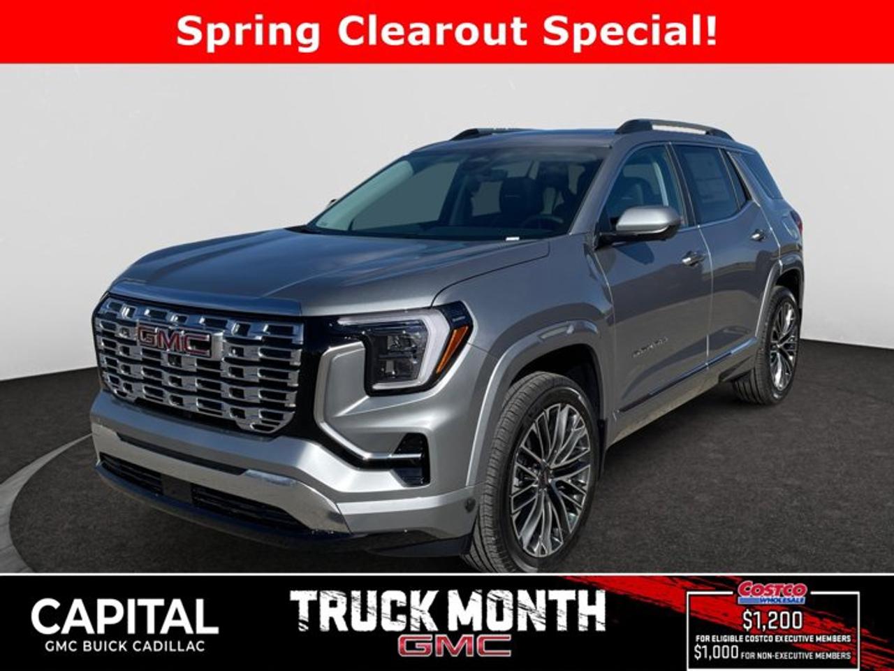 This 2026 GMC Terrain in Sterling Metallic is equipped with AWD and Turbocharged Gas I4 1.5L/-TBD- engine.From its striking C-shaped LED signature lighting to its stunning floating roof, this GMC Terrain has been refined on every level. With three distinctive options, every trim boasts its own distinctive grille that makes a lasting first impression and sets a bold tone for the rest of the vehicles exterior. Striking LED signature lighting on the taillamps complete Terrains bold design from front to back. Terrains interior seamlessly incorporates exterior design cues to create a cohesive look. Youll find a combination of bold styling, first-class comfort and plenty of space proving its as much about refinement as it is utility. Terrains interior features a standard leather wrapped steering wheel, real aluminum trim and soft-touch materials to enhance your driving experience and maximize comfort for both you and your passengers. A front-to-back flat load floor includes new fold-flat front-passenger and second-row seats so you can quickly go from accommodating people to utilizing every inch of cargo space. The GMC Terrain small SUV is engineered to meet the challenges drivers face every day  from various road surfaces to unexpected conditions. Advanced technology such as the Traction Select system allows you to switch between drive modes to make real-time adjustments based on those ever-changing driving situations. Terrain offers an available suite of intuitive driver-assist and safety technologies  so you can move with confidence in any direction.Key features of the Terrain Denali include: 252 hp 2.0L Turbocharged gas engine, LED Headlamps, Hands-free power Programmable Liftgate, Lane Change Alert with Side Blind Zone Alert, Available HD Surround Vision, New available Adaptive Cruise Control - Camera, New Available Front Pedestrian Braking, and Heated/Ventilated front seats.Check out this vehicles pictures, features, options and specs, and let us know if you have any questions. Helping find the perfect vehicle FOR YOU is our only priority.P.S...Sometimes texting is easier. Text (or call) 306-801-9090 for fast answers at your fingertips!Dealer License #914248Disclaimer: All prices are plus taxes & fees. See dealer for Details. Dealer Permit # 914248 See dealer for Details.