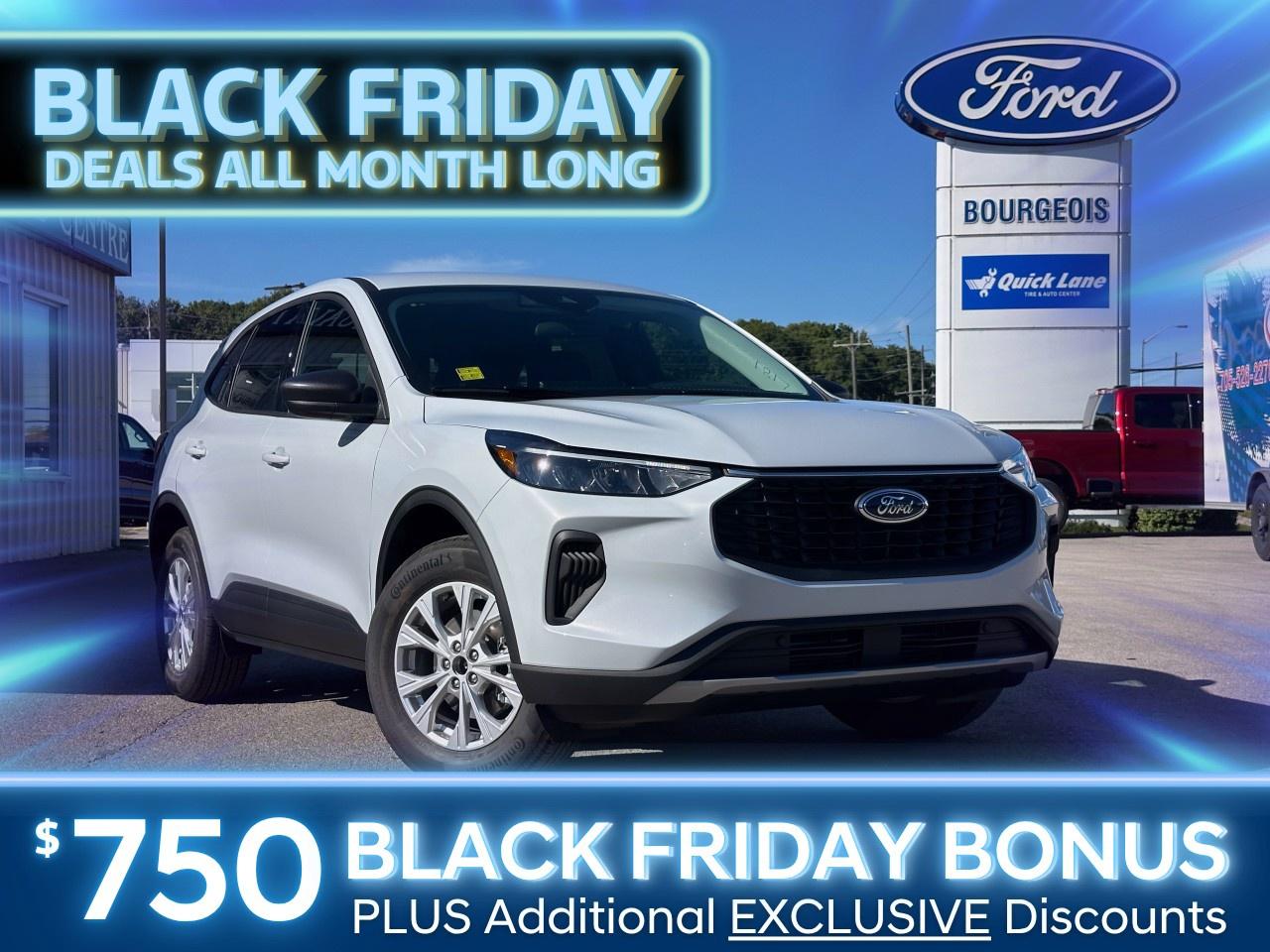 <p>Presenting the 2025 Ford Escape Active, a stunning white SUV with the assurance of all-wheel drive (AWD) for confident handling on any road. This vehicle combines style and functionality with its streamlined design and smart features.</p><p>On the outside, you'll notice the modern elegance highlighted by sleek lines and sophisticated alloy wheels that complement its impeccable white exterior. Inside, the Escape blends comfort with utility, featuring a refined cabin equipped with heated front seats and a stylish leatherette steering wheel for a touch of luxury. The heated mirrors are an added bonus for those frosty mornings.</p><p>The 2025 Ford Escape Active is packed with the latest technology, ensuring you stay connected on the go with features like a backup camera, Bluetooth connection, satellite radio, and smart device integration. Safety is paramount, with driver assistance systems like lane assist and brake assist enhancing your driving experience. Enjoy effortless navigation with the convenience of cruise control and the ease of keyless entry.</p><p>This SUV is perfect for families and adventure enthusiasts who prioritize safety, convenience, and technology in their daily drive. Contact our dealership today for more information and get ready to enjoy the versatility and performance of the new Ford Escape Active AWD.</p> <p><span style=color:rgb( 58 , 80 , 95 )>The discount shown on vehicle represents the </span><u>Cash Purchase</u><span style=color:rgb( 58 , 80 , 95 )> discount and is inclusive of all non-stackable and stackable cash purchase discounts from Ford of Canada and Bourgeois Motors Ltd. and is offered in lieu of sub-vented lease or finance rates. To get details on current discounts applicable to this and other vehicles in our inventory for Lease and Finance customer, see a member of our team. All offers for lease or finance are On Approved Credit (OAC).While every effort is made to ensure the accuracy of discounts and programs, programs are subject to change without notice </span><span style=color:rgb( 119 , 119 , 119 )>and may not be accurate or completely current. While every reasonable effort is made to ensure the accuracy of this data, we are not responsible for any errors or omissions contained on these pages.</span></p> <p><strong>Why Choose the Bourgeois Auto Group?</strong></p><p>For 80 years, Bourgeois Auto Group has been delivering exceptional automotive experiences. Our factor trained teams work to ensure you receive the shopping experience you deserve; whether you're looking for a new or new-to-you vehicle.</p><p>Shop 24/7 with our online showroom and chat service, ensuring convenience every step of the way. No hidden fees, full disclosure, and every pre-owned vehicle comes with a Carfax® report for peace of mind.</p><p>We offer a wide selection of pre-owned vehicles, all competitively priced using real-time market data. Get the best deal on your purchase and trade-in with our free Live Market Analysis report.</p><p>Looking to sell your car? We buy any make or modelno purchase required. Our simple to use online trade valuation tool will provide you with a clear, transparent selling experience whether you buy our car or not.</p><p>Backed by hundreds dedicated employees across 4 convenient locations, were here to meet all your automotive needs. Visit us in Midland or Parry Sound and explore our inventory or schedule your next service today.</p> <p><strong>Financing Your Next Vehicle with Bourgeois Motors Ford in Midland:</strong></p><p>At Bourgeois Motors Ford, we make financing your next vehicle simple and stress-free! Our team works with trusted lenders to find flexible options tailored to your budget. Drive away with confidenceapply today!</p><p>Take advantage of our online pre-qualification tool, backed by Equifax and TD Bank to find the payment that works for you. Simply <a href=https://www.bourgeoismotors.com/free-credit-check/ rel=nofollow><strong>CLICK HERE</strong></a><strong> </strong>to use our secure online credit tool with no impact to your credit.</p>