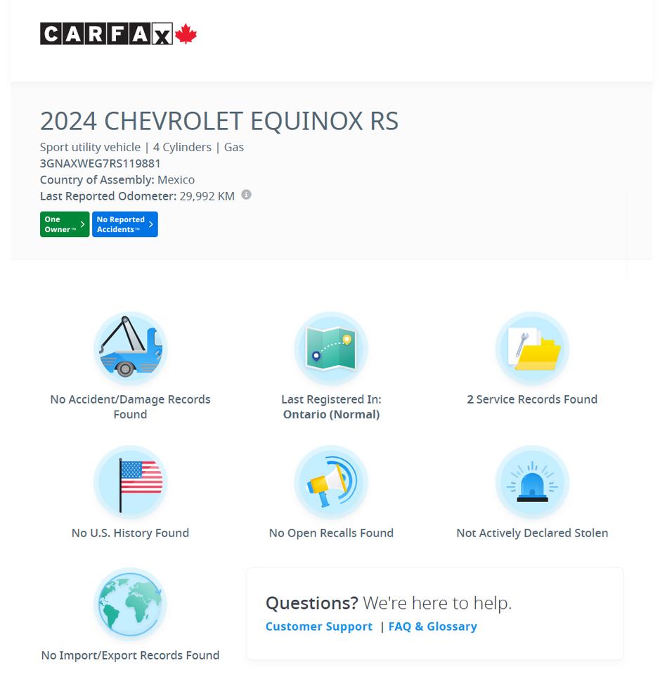 2024 Chevrolet Equinox AWD RS+Leather+Roof+BSM+ONE OWNER+CLEAN CARFAX Photo