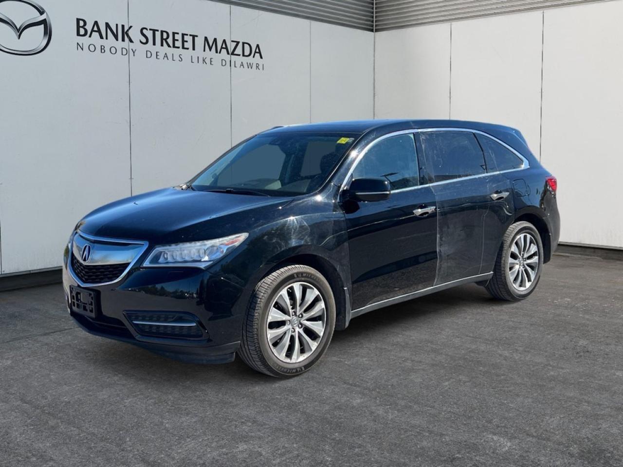 The 2016 Acura MDX SH-AWD with Navigation Package, presented in an alluring black exterior, offers outstanding all-wheel-drive capabilities and superb handling for a confident drive. This SUVs eye-catching design includes striking alloy wheels and a sleek sunroof/moonroof, perfectly complementing the black finish. Inside, the MDX provides a refined atmosphere with high-quality leather seats, a leather steering wheel, and sophisticated leather door trim inserts, ensuring both driver and passengers travel in luxury and comfort. Technological advancements are at the forefront with a user-friendly navigation system, Bluetooth connection, smart device integration, and satellite radio, ensuring connectivity and entertainment throughout the journey. Safety is prioritized with a backup camera, brake assist, lane assist, and adaptive cruise control, providing additional peace of mind for both short commutes and long road trips. The 2016 Acura MDX is an ideal choice for families or individuals seeking a luxurious, tech-savvy vehicle that excels in performance and safety. Contact us today to learn more and experience this exceptional driving machine!