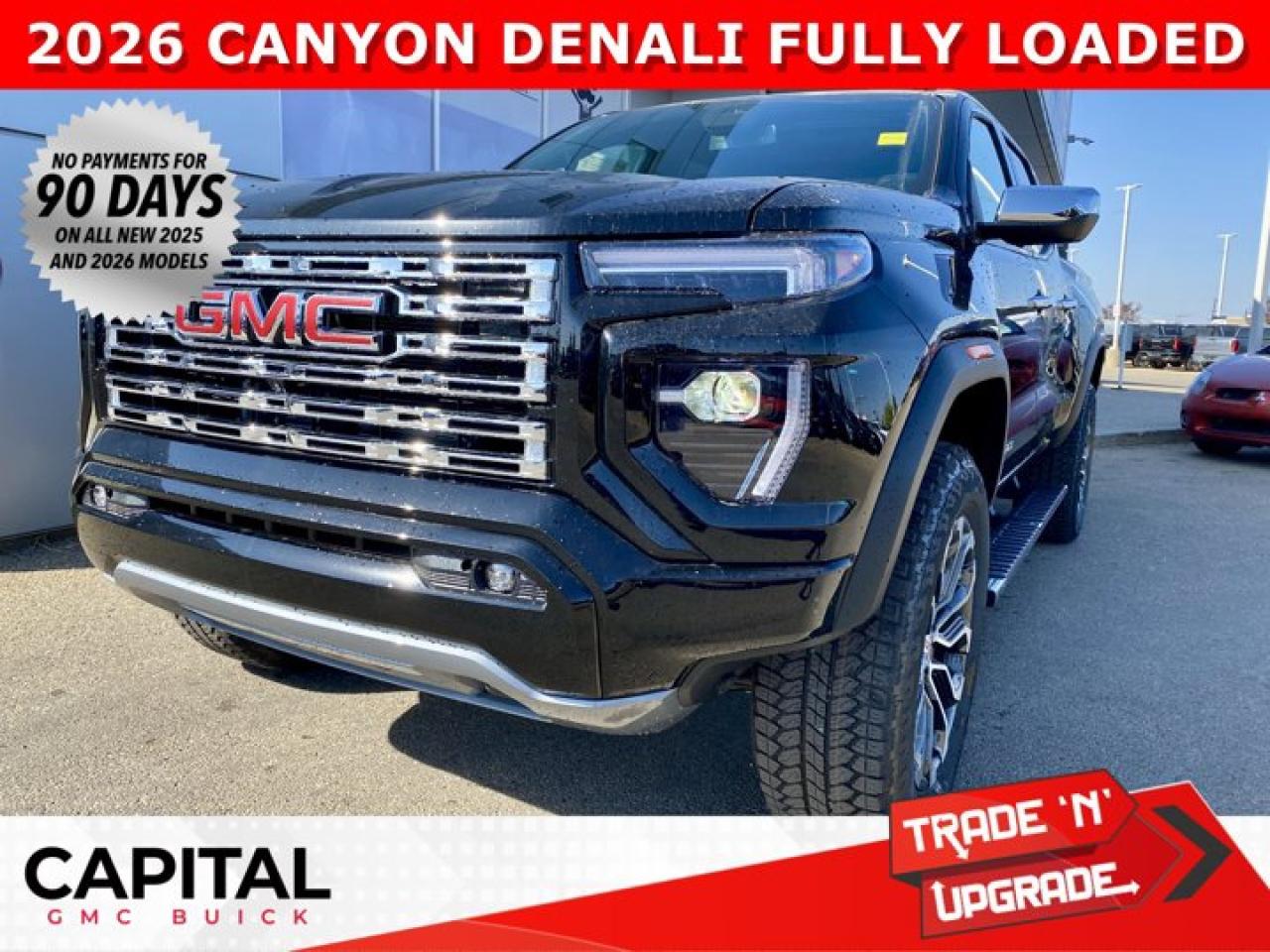 Check out the Incredible 2026 GMC Canyon Denali... Fully loaded with options like Heated and Cooled Seats, Power Sunroof, Adaptive Cruise Control, 360 CAM, Assist Steps, Trailering Package, Bose Stereo, Heads-up Display, Spray-in Box Liner, and SO SO Much more... Call NOWAsk for the Internet Department for more information or book your test drive today! Text 825-445-0521 for fast answers at your fingertips!AMVIC Licensed Dealer - Licence Number B1044900Disclaimer: All prices are plus taxes and include all cash credits and loyalties. See dealer for details. AMVIC Licensed Dealer # B1044900