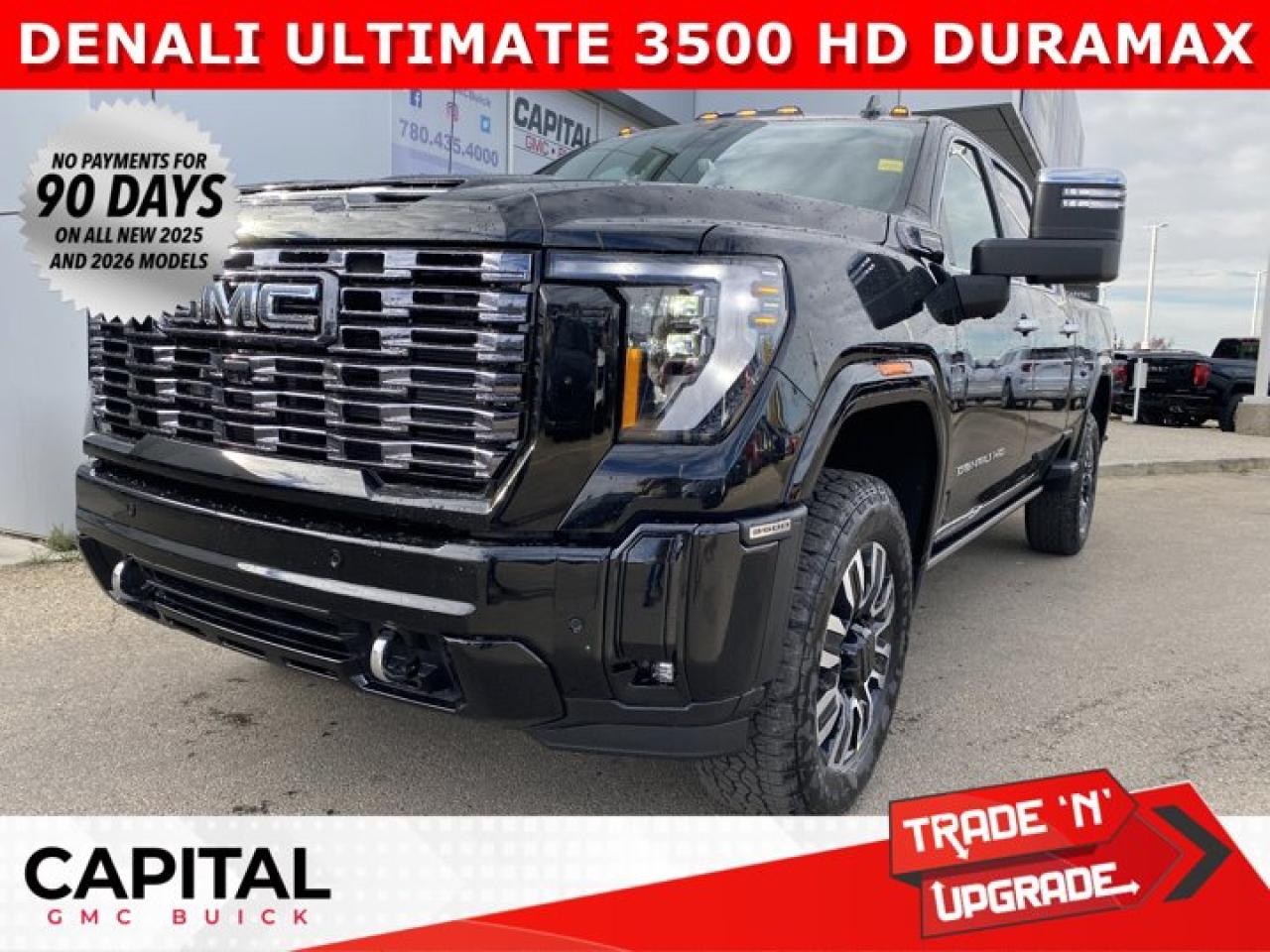This 2026 DENALI ULTIMATE HD 3500 is the benchmark for LUXURY. Fully equipped with every option including Body Color Wheel Arch Moldings, Massaging Power Seats, Heated and Cooled Seats, Heads-Up Display, Adaptive Cruise, Rear Streaming Mirror, Signature Alpine Umber Interior, Vader Chrome, Duramax Engine, 360 Cam, Sunroof and so much more... CALL NOW and secure yours today..Ask for the Internet Department for more information or book your test drive today! Text (or call) 780-435-4000 for fast answers at your fingertips!Disclaimer: All prices are plus taxes and include all cash credits and loyalties. See dealer for details. AMVIC Licensed Dealer # B1044900