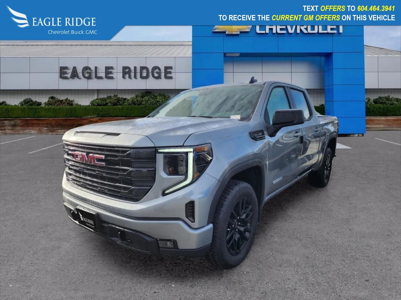New 2026 GMC Sierra 1500 Elevation 12.3-inch driver display, 13.4-inch touchscreen, Google Built-in, wireless Apple CarPlay and Android Auto, Bluetooth, and Wi-Fi capability. Safety features include HD surround vision for sale in Coquitlam, BC