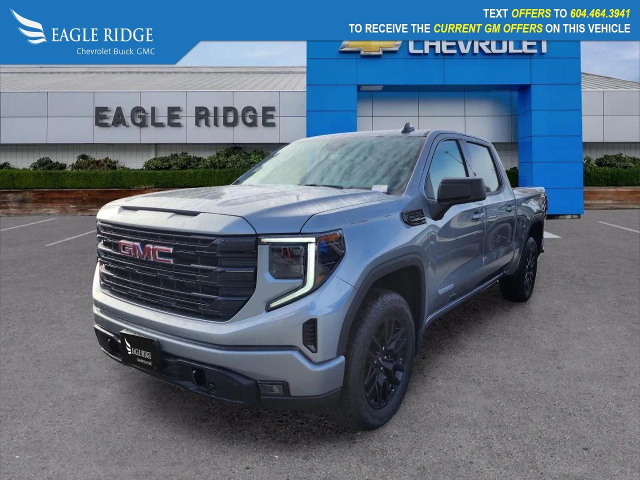New 2026 GMC Sierra 1500 Elevation 12.3-inch driver display, 13.4-inch touchscreen, Google Built-in, wireless Apple CarPlay and Android Auto, Bluetooth, and Wi-Fi capability. Safety features include HD surround vision for sale in Coquitlam, BC