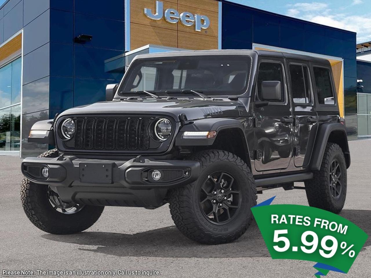 <p>Conquer the Great Outdoors with the 2025 Jeep Wrangler Sport Willys Edition &ndash; Built for Adventure, Crafted for the True Off-Road Enthusiast</p><p>Introducing the 2025 Jeep Wrangler Sport Willys Edition, a rugged companion for those who crave the thrill of the untamed wilderness. With its iconic 4x4 drivetrain, this Dark Grey marvel is engineered to tackle the toughest terrains, ensuring you never miss a moment of adventure. The robust 2.0L 4-cylinder engine, paired with an 8-speed automatic transmission, provides the perfect blend of power and efficiency, making it an ideal choice for both city streets and off-road trails.</p><p>The Quick Order Package 22W Willys trim enhances the Wrangler's legendary capability with distinctive styling and off-road prowess. The vehicle's high ground clearance and advanced traction control system ensure a smooth ride over rocky paths and muddy tracks alike. Inside, the Black interior offers a rugged yet comfortable environment, designed to withstand the elements while providing a refined driving experience.</p><p>Whether you're navigating through dense forests or cruising along coastal highways, the 2025 Jeep Wrangler Sport Willys Edition stands as a testament to Jeep's commitment to adventure and durability. Embrace the spirit of exploration and make every journey an unforgettable one with this exceptional off-road vehicle.</p><p></p>&zwnj;