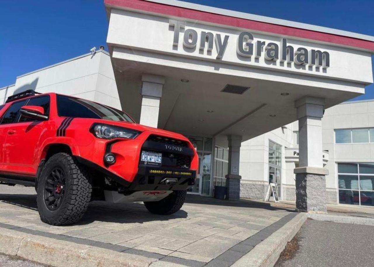 <h2>2023 Toyota 4Runner TRD Pro  Solar Octane (1 of 1 in Canada)</h2><p>An extraordinary opportunity for the discerning collector. This <strong>2023 Toyota 4Runner TRD Pro in Solar Octane</strong> is not only among just <strong>30 examples delivered nationwide</strong>, but it is the <strong>only build of its kind in Canada</strong>a true <strong>1 of 1</strong>. With Toyota now closing the chapter on Japanese-built 4Runners with minimal technology and Toyota's famous bullet proof engines, this vehicle already represents a piece of history and an investment-grade addition to any automotive collection.</p><p>This 4Runner is not intended for bargain seekersit is for the enthusiast who understands rarity, craftsmanship, and provenance. Its next custodian will be a steward for future generations.</p><h3>Customization & Protection (Installed by Toyota Master Technicians at Tony Graham Toyota)</h3><p>Every upgrade has been installed with <strong>precision and premium components only</strong>, ensuring this 4Runner is as durable as it is desirable.</p><ul><li><p><strong>Full-body Ceramic Infused XPEL Protection Film ($8,000)</strong> Permanent protection for the unique Solar Octane paint, delivering a lifetime of gloss and easy maintenance.</p></li><li><p><strong>C4 Fabrication Enhancements</strong></p><ul><li><p>Low Pro Winch Bumper</p></li><li><p>High-clearance add-ons for aggressive stance and improved approach angles</p></li><li><p>Washer Fluid Tank Skid Plate</p></li></ul></li><li><p><strong>Recovery & Lighting Upgrades</strong></p><ul><li><p>Warn V10 Winch with Bluetooth App Control</p></li><li><p>Baja Designs S8 30 Amber Dual-Stage Light Bar</p></li><li><p>Factor 55 Fairlead & Winch Shackle</p></li></ul></li><li><p><strong>Performance & Security</strong></p><ul><li><p>BFGoodrich All-Terrain KO2 Tires on Factory TRD Pro Alloys</p></li><li><p>IGLA Anti-Theft Immobilizer (industry-leading system)</p></li><li><p>TAG Vehicle Tracking System</p></li></ul></li></ul><h3>Why This 4Runner Pro?</h3><ul><li><p><strong>Exclusivity:</strong> The only Solar Octane build of its configuration in Canada.</p></li><li><p><strong>Collectors Provenance:</strong> Marks the end of the era of Toyota 4Runners renowned for their indestructibility.</p></li><li><p><strong>Peace of Mind:</strong> Finance and extended warranty options are available.</p></li></ul><p>This <strong>one-off collectors piece</strong> is impossible to replicate and will not be offered again. For the collector, adventurer, or visionary who recognizes its importance, this 2023 Solar Octane 4Runner TRD Pro awaits its next chapter.</p>