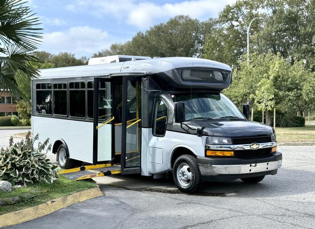 2020 Chevrolet Express 4500 22-Passenger Wheelchair Accessible Bus, 6.0L, 8 cylinder, 3 door, automatic, RWD, grey exterior, blue interior, vinyl. Equipped with a wheelchair ramp, seating for 22 passengers including the driver, cruise control, battery switch, and rear air conditioning. Overall vehicle measurements: 244 L x 79 W x 84 H. Certification and decal valid until March 2026. This item is currently OFFSITE. You must register an appointment with our office to schedule an offsite viewing. Appointments must be made a minimum of one business day in advance (and as defined by the days that Repo.com is open for business) before your appointment can be scheduled and confirmed. We may, at our own discretion, instead opt to transport smaller items to Repo.coms main yard for viewing purposes.  $27,810.00 plus $375 processing fee, $28,185.00 total payment obligation before taxes.   Listing report, warranty, contract commitment cancellation fee, financing available on approved credit (some limitations and exceptions may apply). All above specifications and information is considered to be accurate but is not guaranteed and no opinion or advice is given as to whether this item should be purchased. We do not allow test drives due to theft, fraud, acts of vandalism and undetectable impaired driving. Instead we provide the following benefits: Complimentary Warranty (with options to extend), Limited Money Back Satisfaction Guarantee on Fully Completed Contracts, Contract Commitment Cancellation, and an Open-Ended Sell-Back Option. Ask seller for details or call 604-522-REPO(7376) to confirm listing availability.