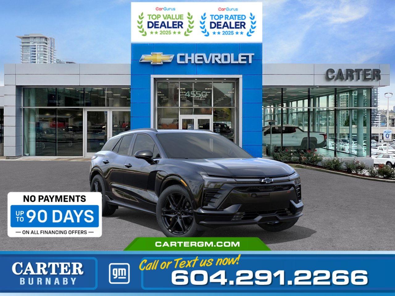 Purchase your new vehicle today and enjoy NO PAYMENTS FOR UP TO 90 DAYS. Upgrade with confidence, without stretching your budget!  Experience the 2026 Blazer EV AWD SS, where high-performance electric power meets advanced technology and comfort. Enjoy heated seats, a heated flat-bottom steering wheel, and driver memory presets for personalized convenience. Stay connected with 5G, Google Automotive Services, and a Bose 8-speaker audio system. Safety features include Traffic Sign Recognition, Rear Cross Traffic Braking, Pedestrian and Bicyclist Braking, and Blind Zone Steering Assist. Hands-free AutoSense Liftgate and dual-zone climate control elevate every drive.  Come take it for a test drive today and experience all this stylish vehicle has to offer!  WHY CARTER GM BURNABY?  - An unrivalled vehicle purchasing experience! - Exceeding our loyal customers expectations since 1963 - 4.5 Google star rating with 2,175+ customer reviews) - CarGurus Top-Rated Dealer 2025 Award - CarGurus Top Value Dealer 2025 Award - Vehicle trades welcome! Best price guaranteed! - We provide upfront pricing, zero hidden fees, and 100% transparency - Fast approvals and 99% acceptance rates (no matter your current credit status!) - Multilingual staff (many languages spoken) - Comfortable non-pressured environment with in-store television, WIFI and a childrens play area! - In-store restaurant: fresh daily menu        Were here to help you drive the vehicle you want, the vehicle you deserve! QUESTIONS? GREAT! WEVE GOT ANSWERS! To speak with a friendly vehicle specialist - CALL NOW! (Doc. Fee: $495.00 Dealer Code: D5505)